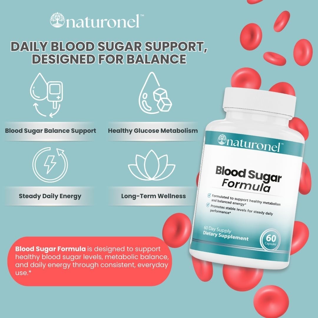 Naturonel Blood Sugar Formula, Healthy Metabolism, 60 Capsules, Made in USA