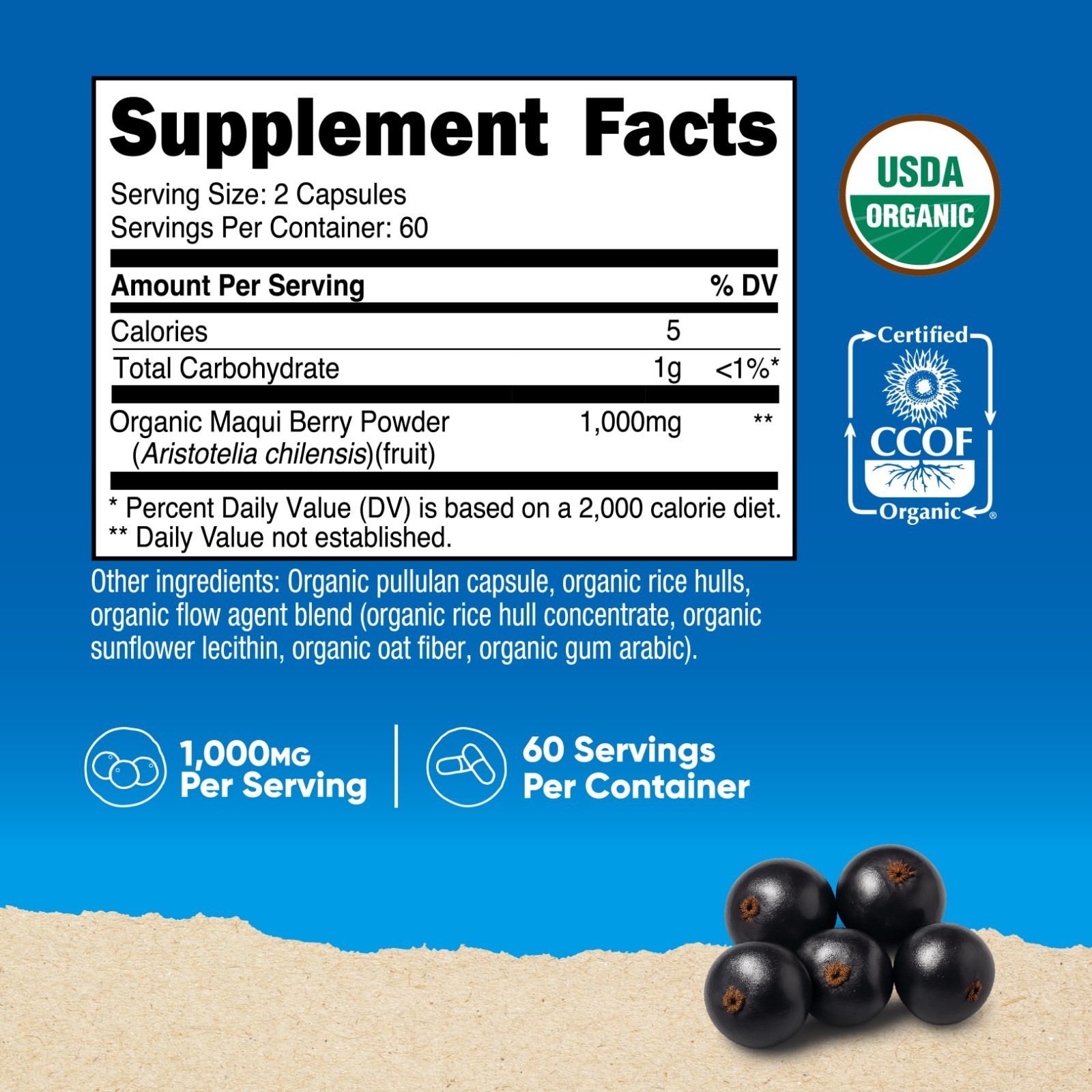 Nutricost Organic Maqui Berry (1,000mg) 120 Capsules – USDA Organic, 60 Servings