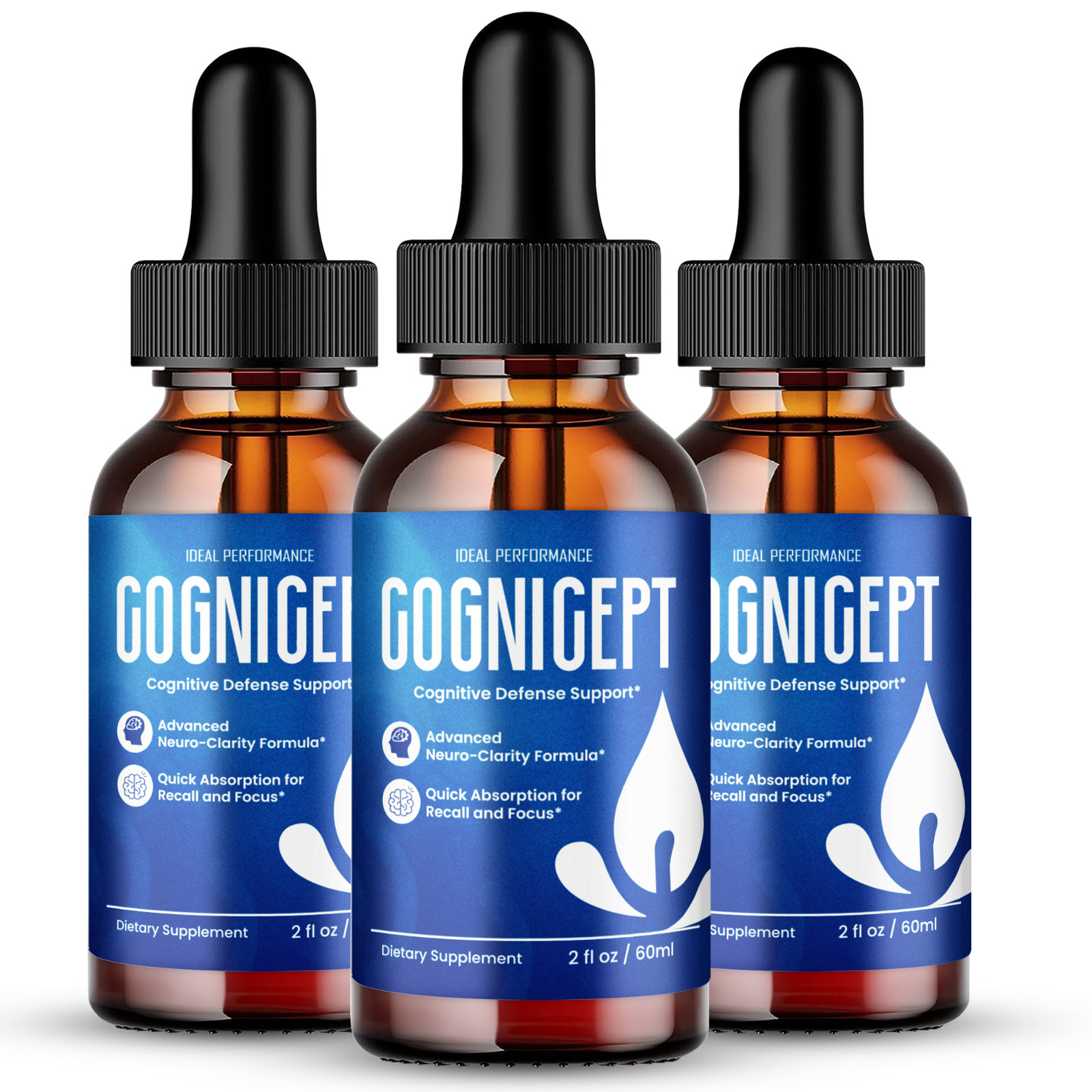 Cognicept Drops, Official Cognicept Brain Health Supplement Droppers (3 Pack)