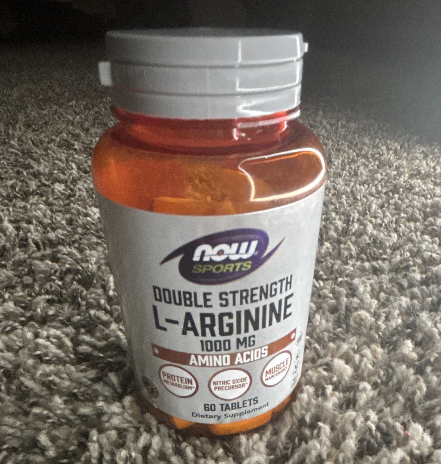 NOW Sports Double Strength L-Arginine 1000 mg Tablets, 60 Count Supplement