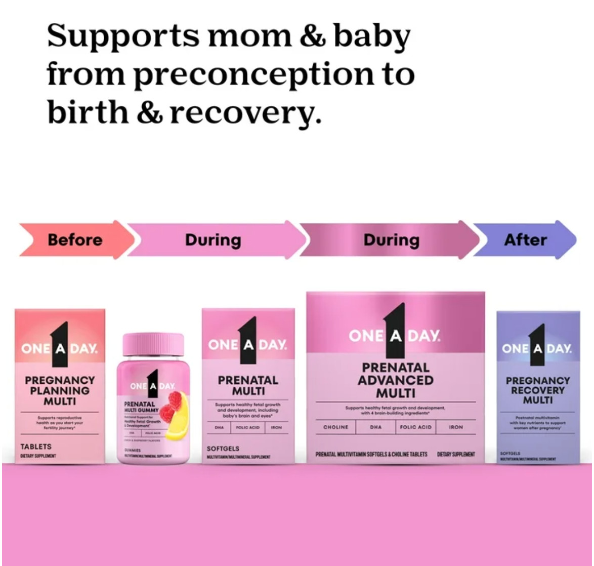 One A Day Prenatal Advanced Multivitamin DHA Folic Acid Iron 60+60 Tabs