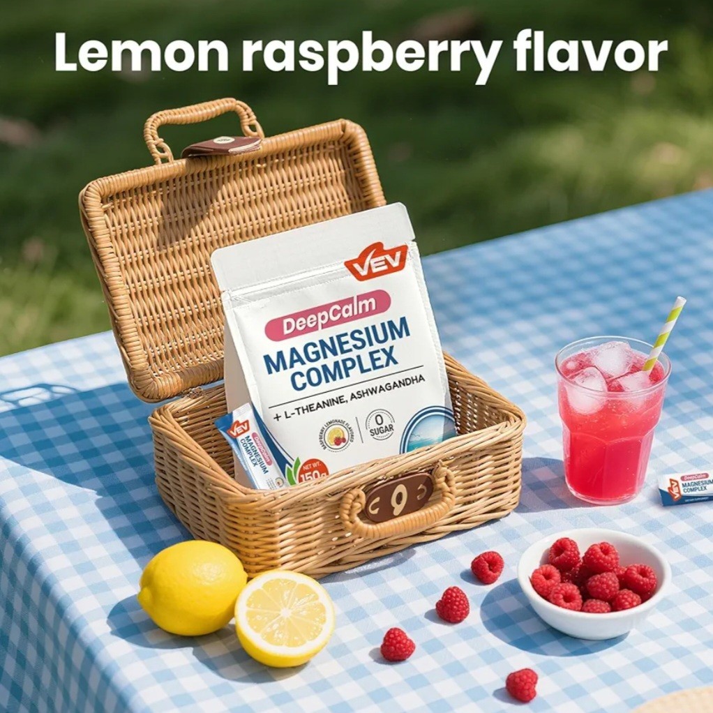VEV Deep Calm Magnesium Complex Women Drink Powder Supplement Raspberry Lemonade