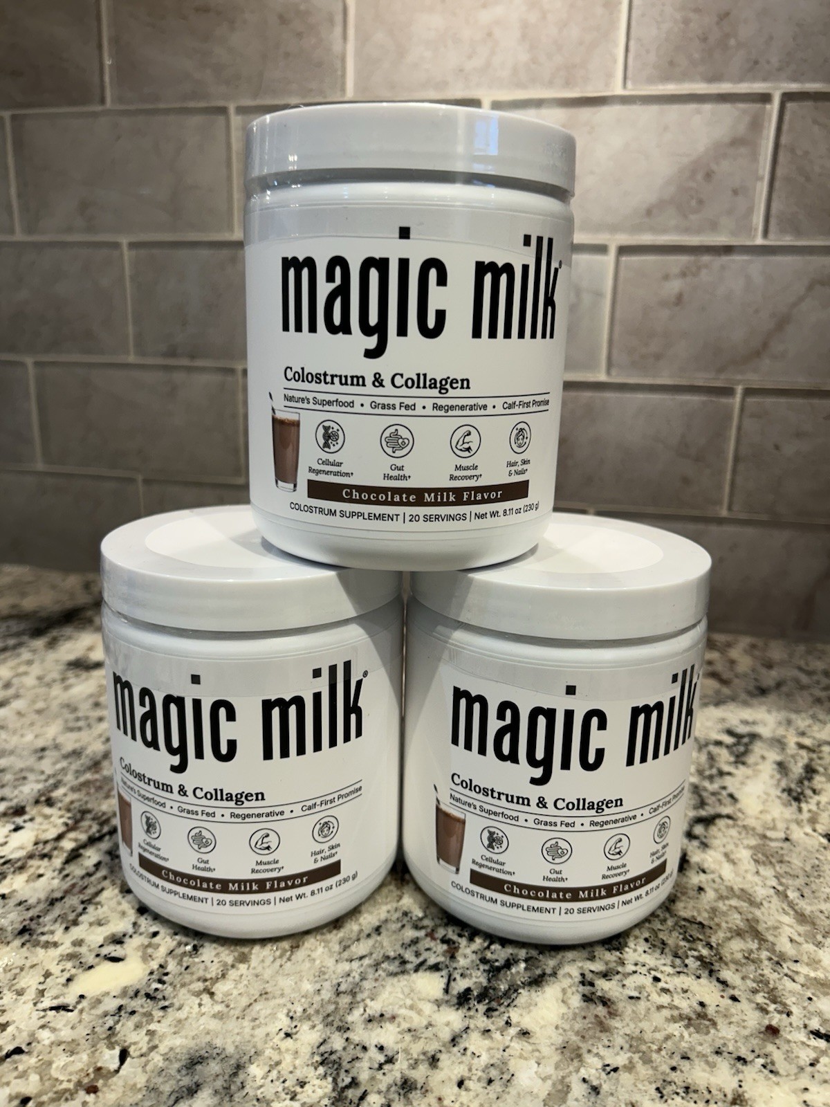 magic milk Colostrum & Collagen Powder Chocolate Milk Flavor 8.1oz 3 PACK!!