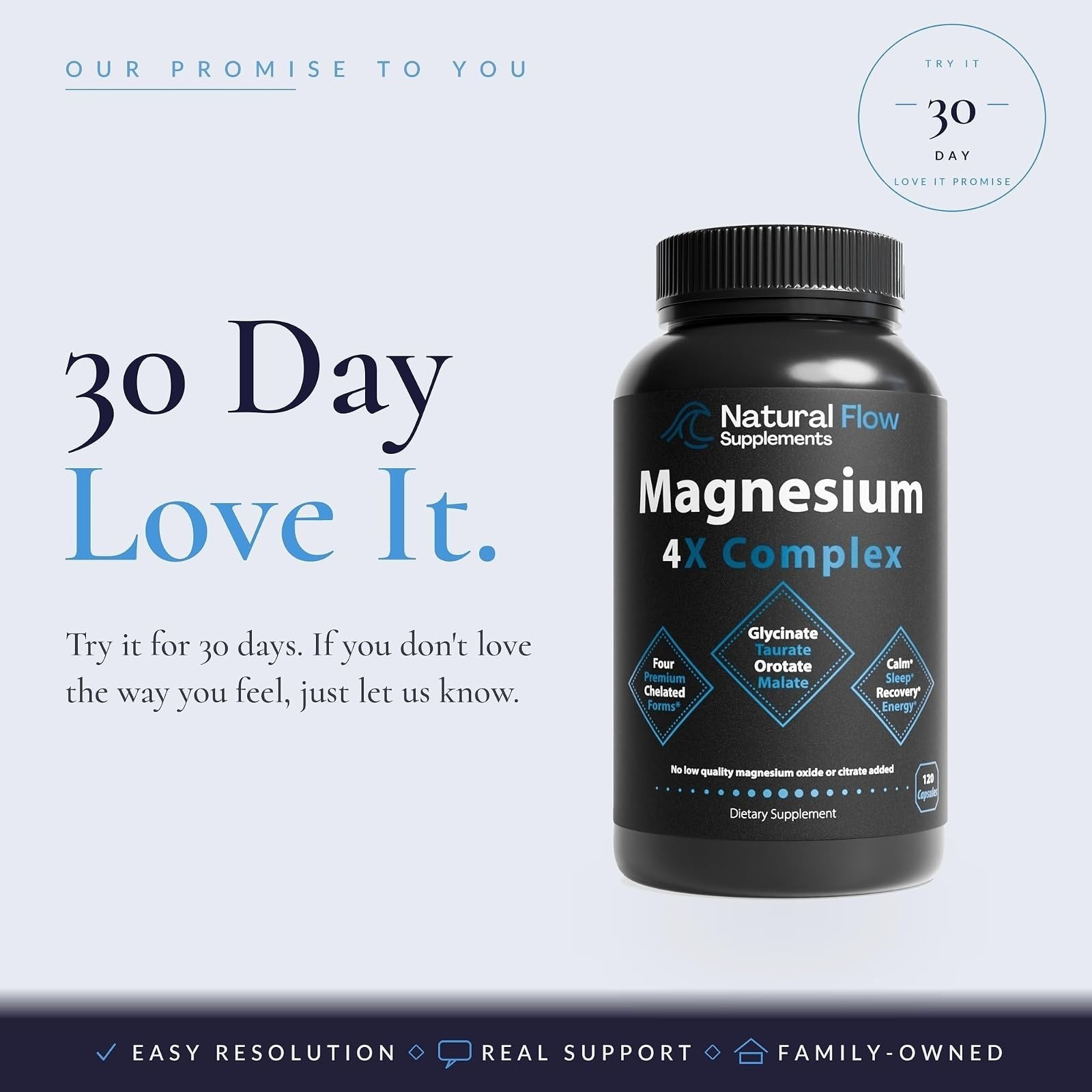 Natural Flow Magnesium Glycinate Complex – 200mg – 120 Veg Capsules