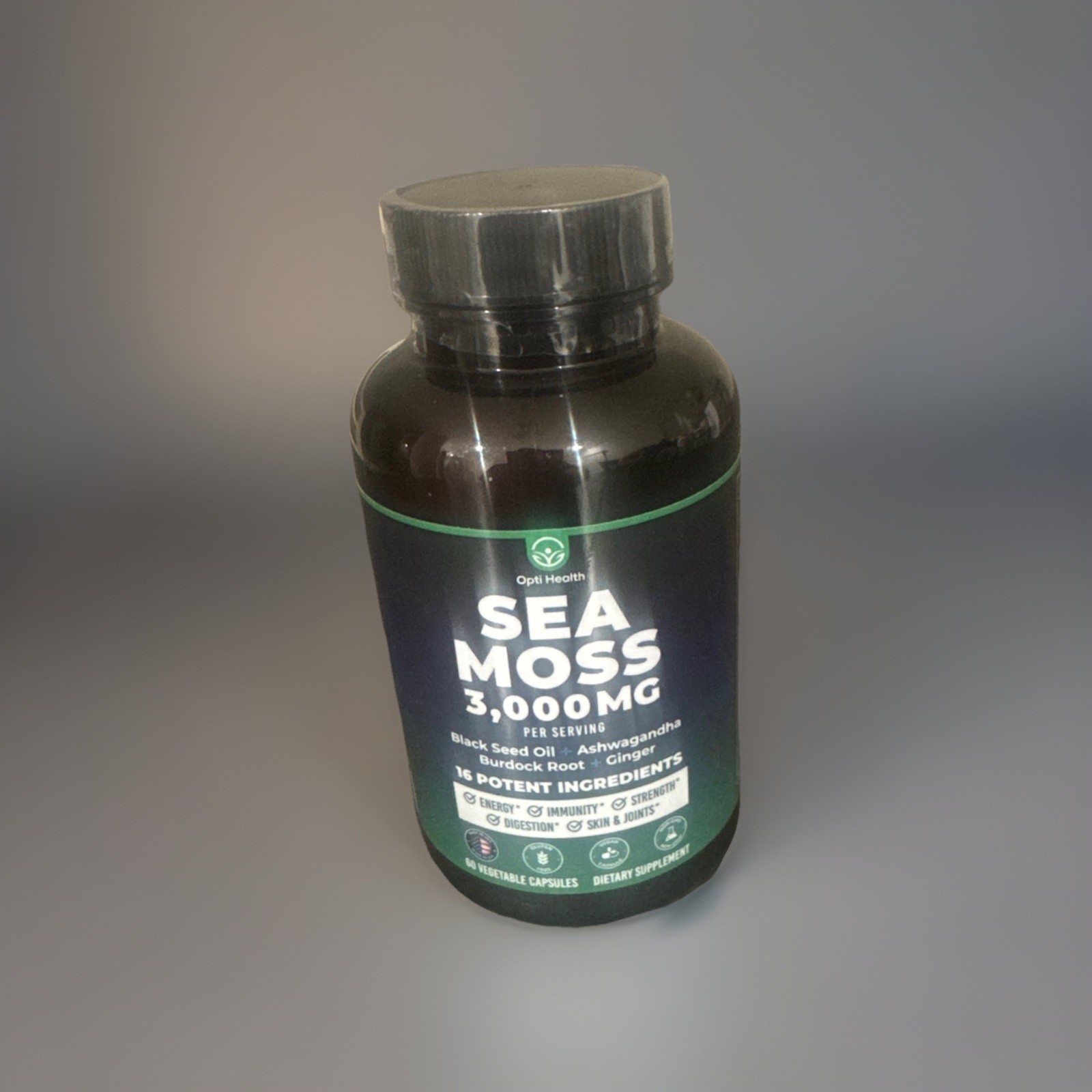 Sea Moss Black Seed Oil Ashwagandha Ginger 60 Capsules -2 EXP 12/27 NEW