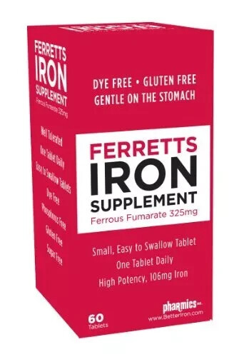 Ferretts Easy to Swallow Iron Supplement – 60 Tablets EXP 04/2026
