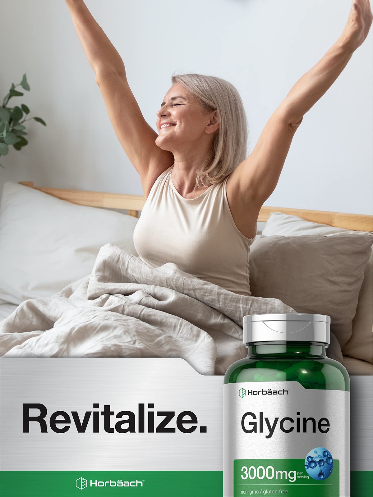 Horbäach Glycine 3000mg Supplement | 100 Powder Capsules 100 Count (Pack of 1)