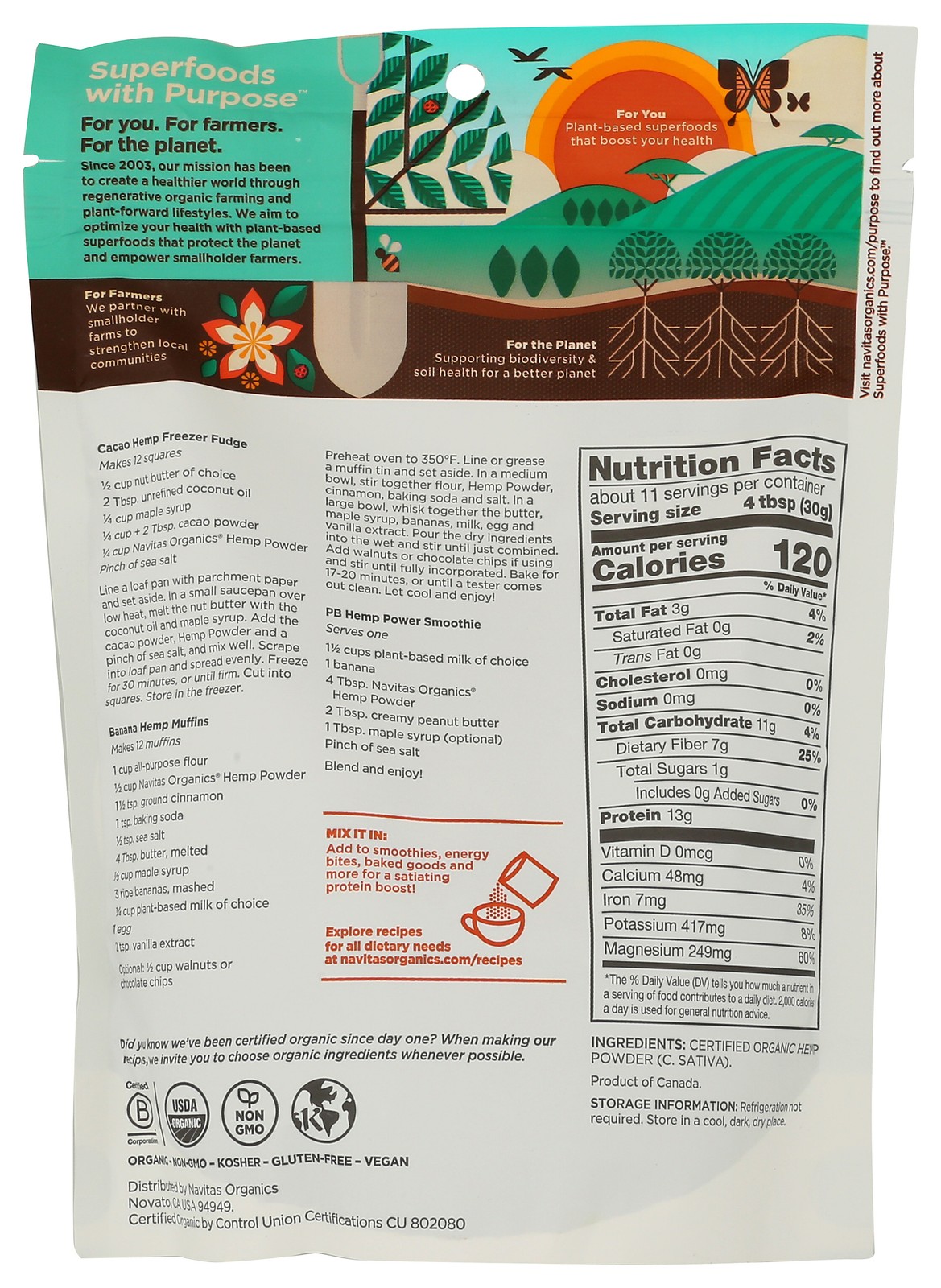 Organic Hemp Powder 12 Oz By Navitas Organics 6 Pack