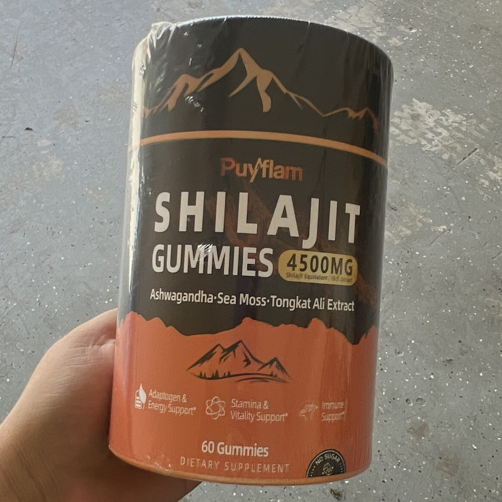Puyflam Shilajit Gummies 4500mg 60 Count Energy Support Vegan Tamarind GMP
