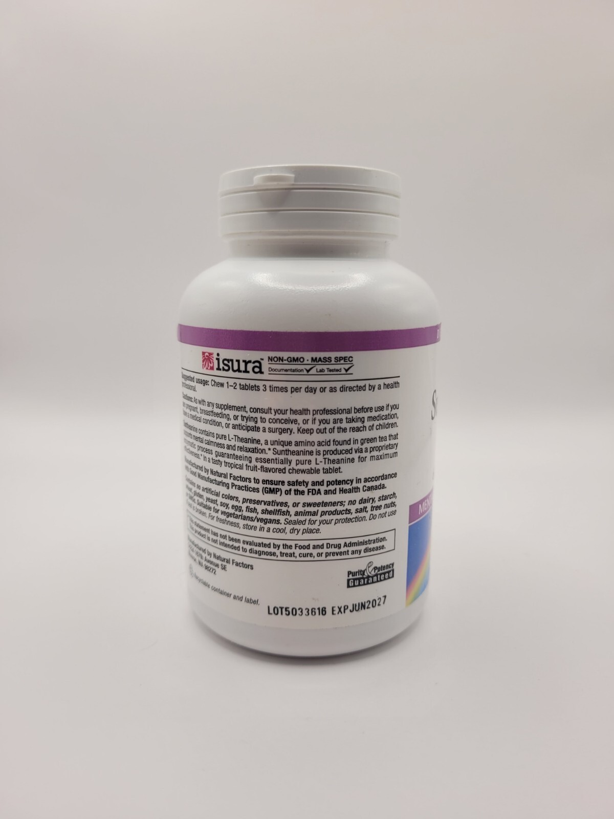 Natural Factors Stress-Relax Suntheanine L-Theanine 100 mg 60 Chewable Tabs
