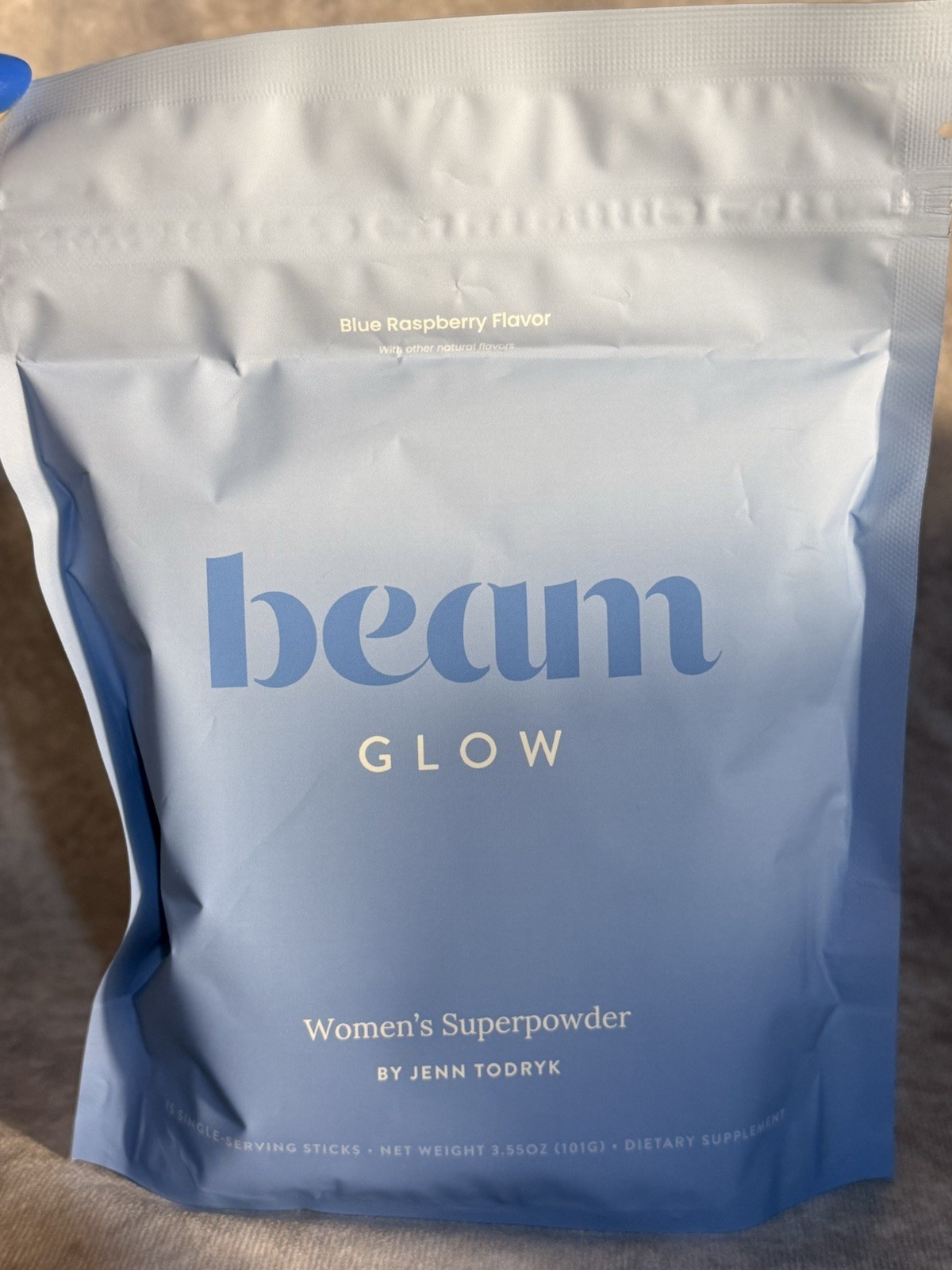 beam Glow Women’s Superpowder Blue Raspberry Powder 15ct 3.55 oz