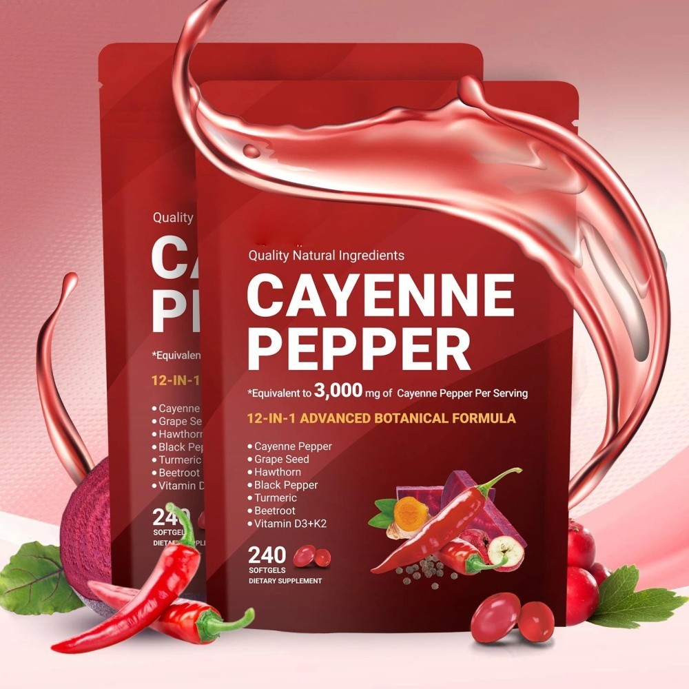 Cayenne Pepper Softgels Supplement, Supports Leg VeinHeart and Blood Vessel US