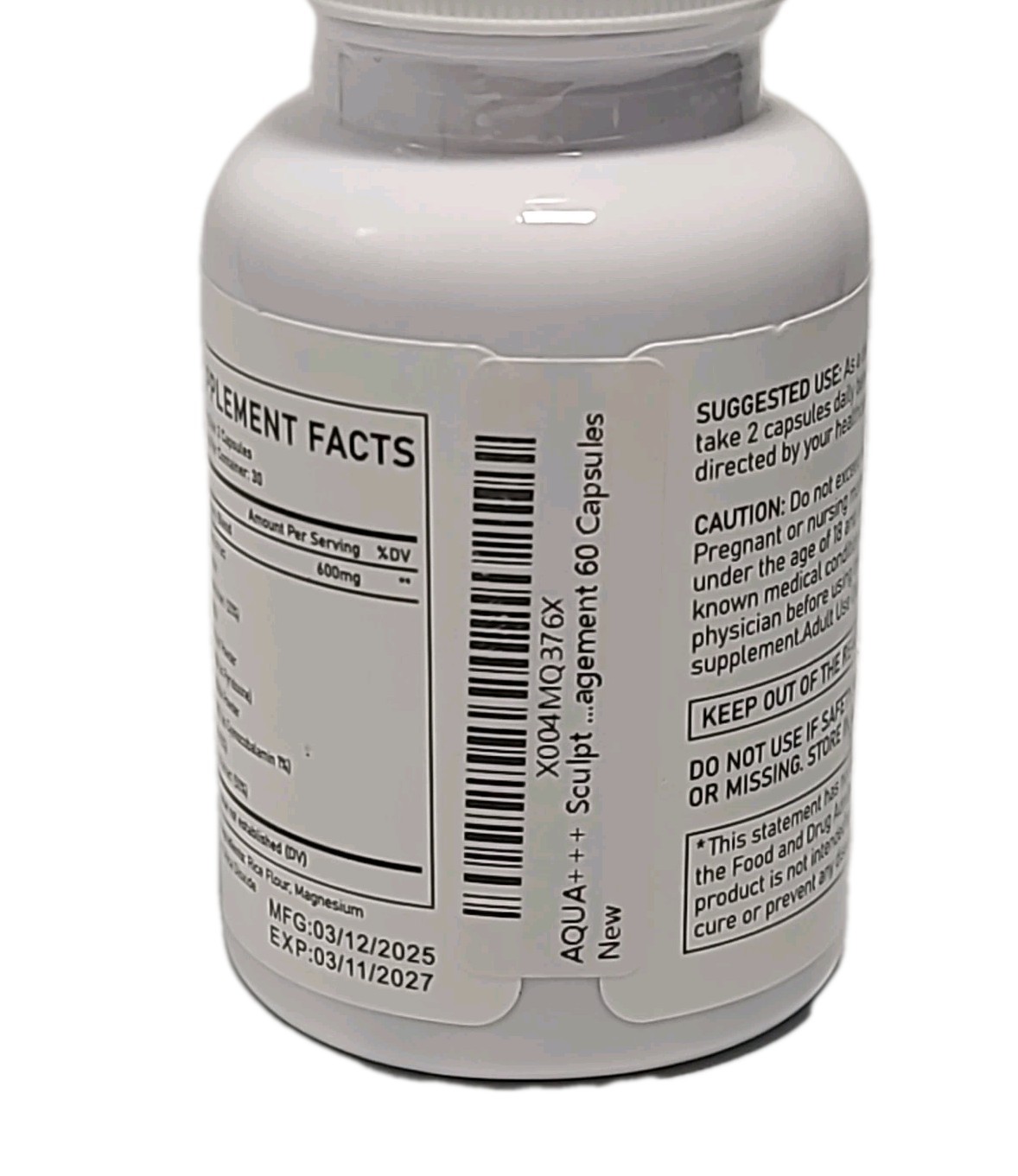 Aqua Sculpt Pills AquaSculpt Capsules Weight Management 60 CAPSULES / PACK 03/27