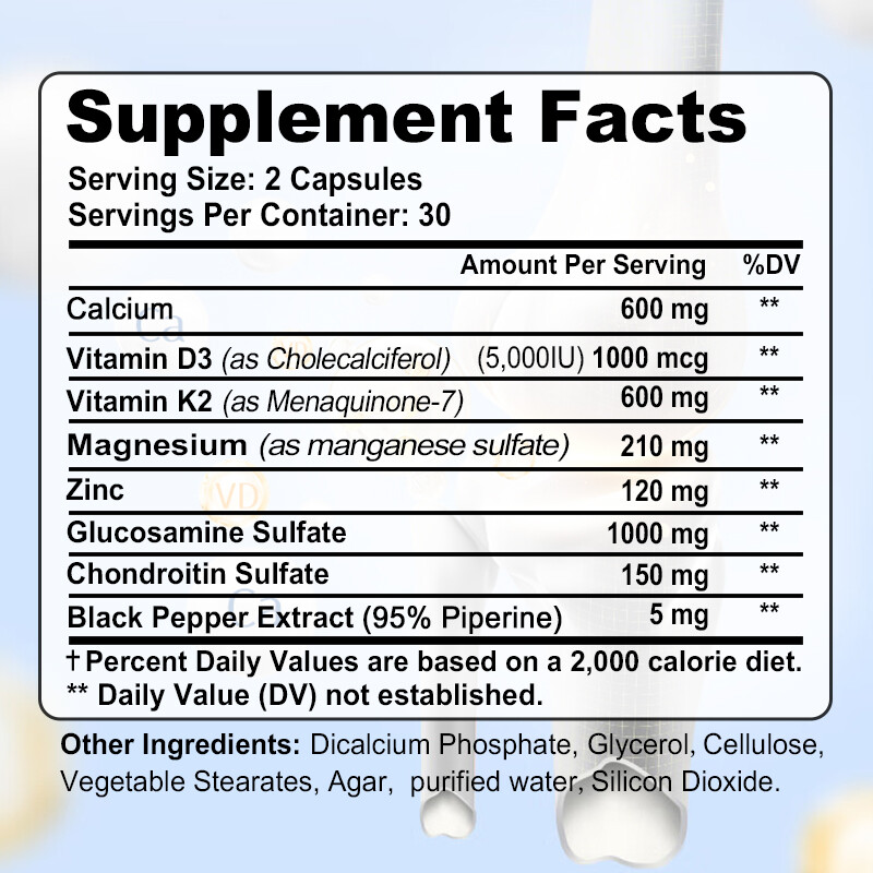 Vitamin K2+ D3 – Helps with Calcium Bone and Joint Strength 60 Capsules