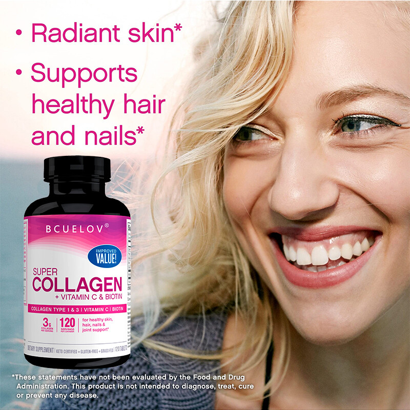 Collagen Peptides Capsules Hydrolyzed Anti-Aging 3000mg With Vitamin C & Biotin