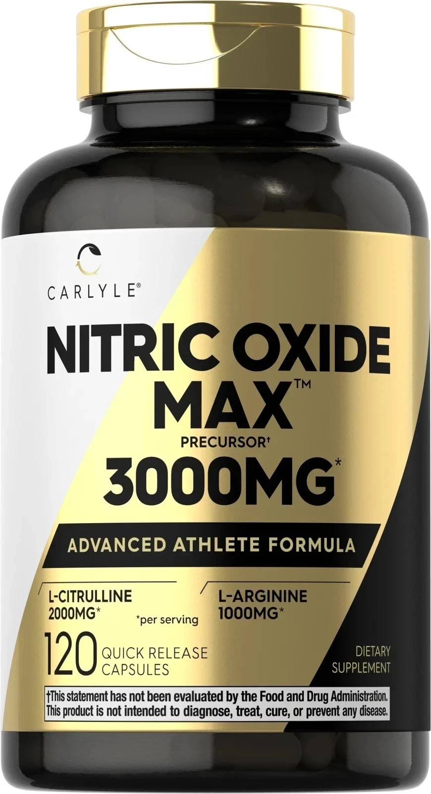 Carlyle Nitric Oxide Capsules 3000mg Pre Workout Supplement 120 Count