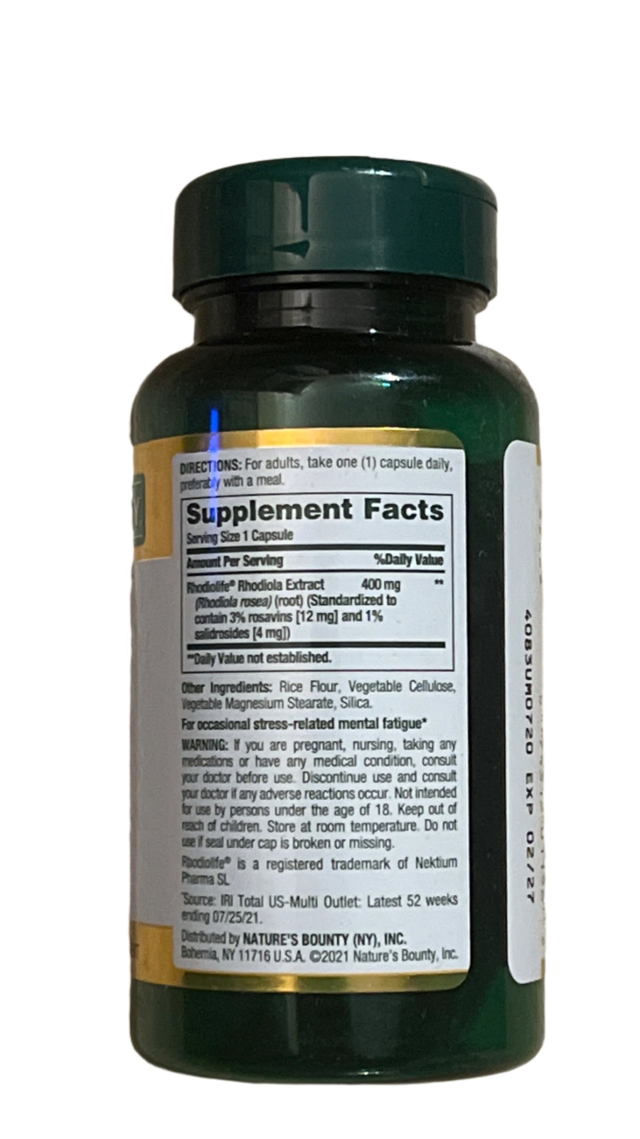 Nature’s Bounty Rhodiola 400mg Stress Relief – Mental Fatigue Support, 30