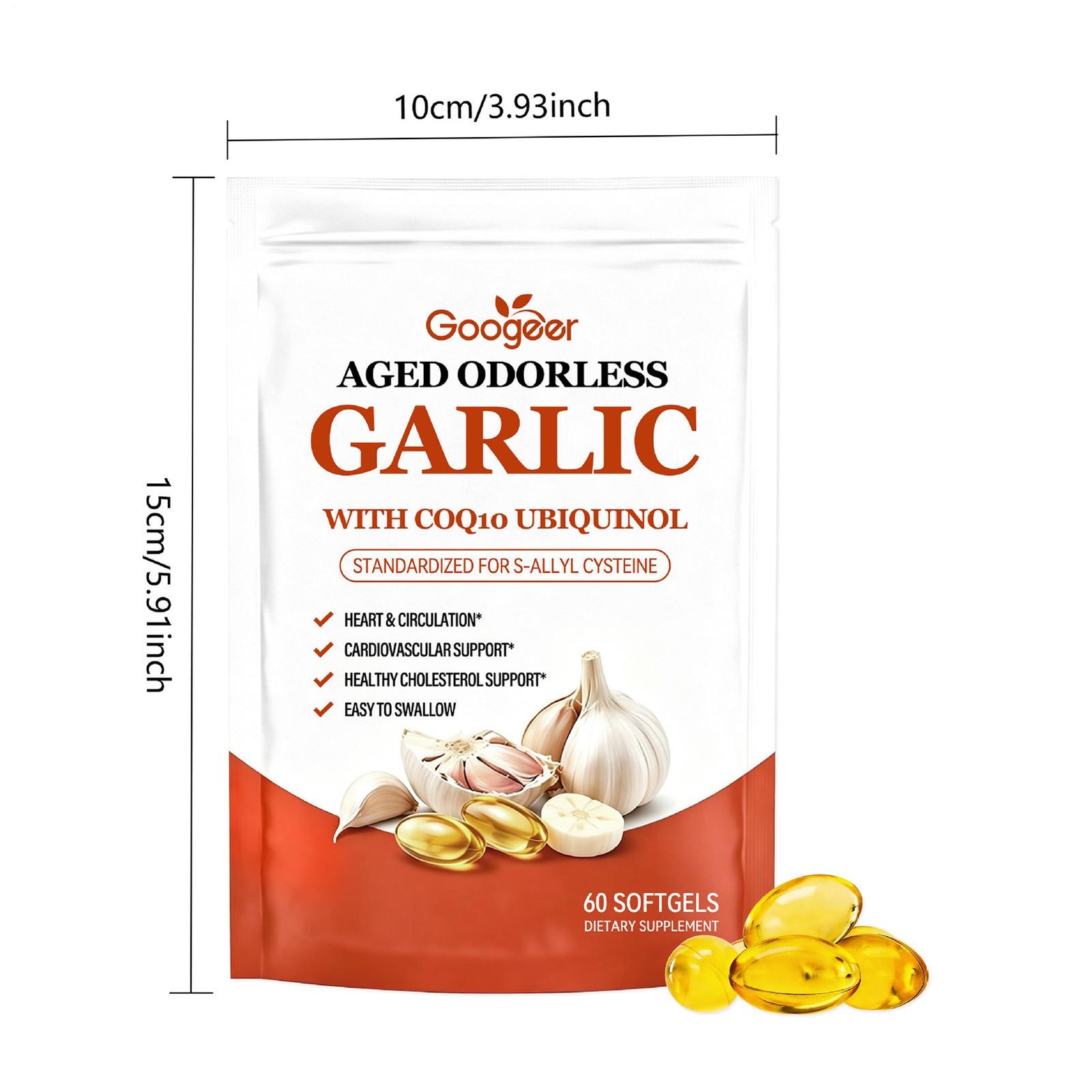 Aged Odorless Garlic Extract 600mg Softgels (60 Count) With CoQ10