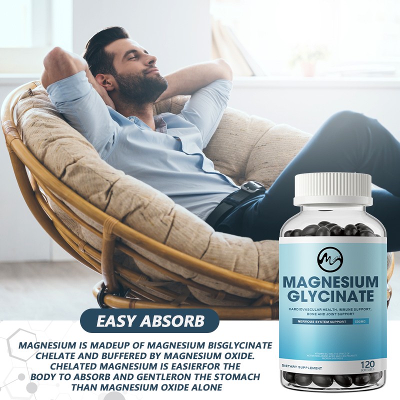 Magnesium Glycinate 500mg 120-600 Capsules for Calm, Stress, Sleep, Leg Cramp,