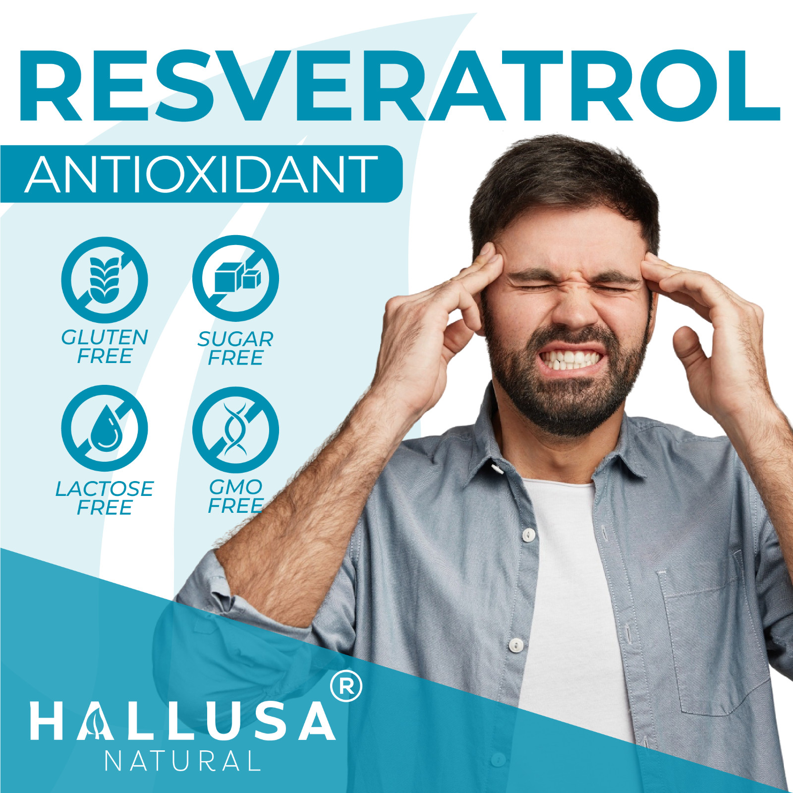HALLVERATROL Resveratrol Capsules 1000 mg – Anit Aging & Brain Support – 60 Caps