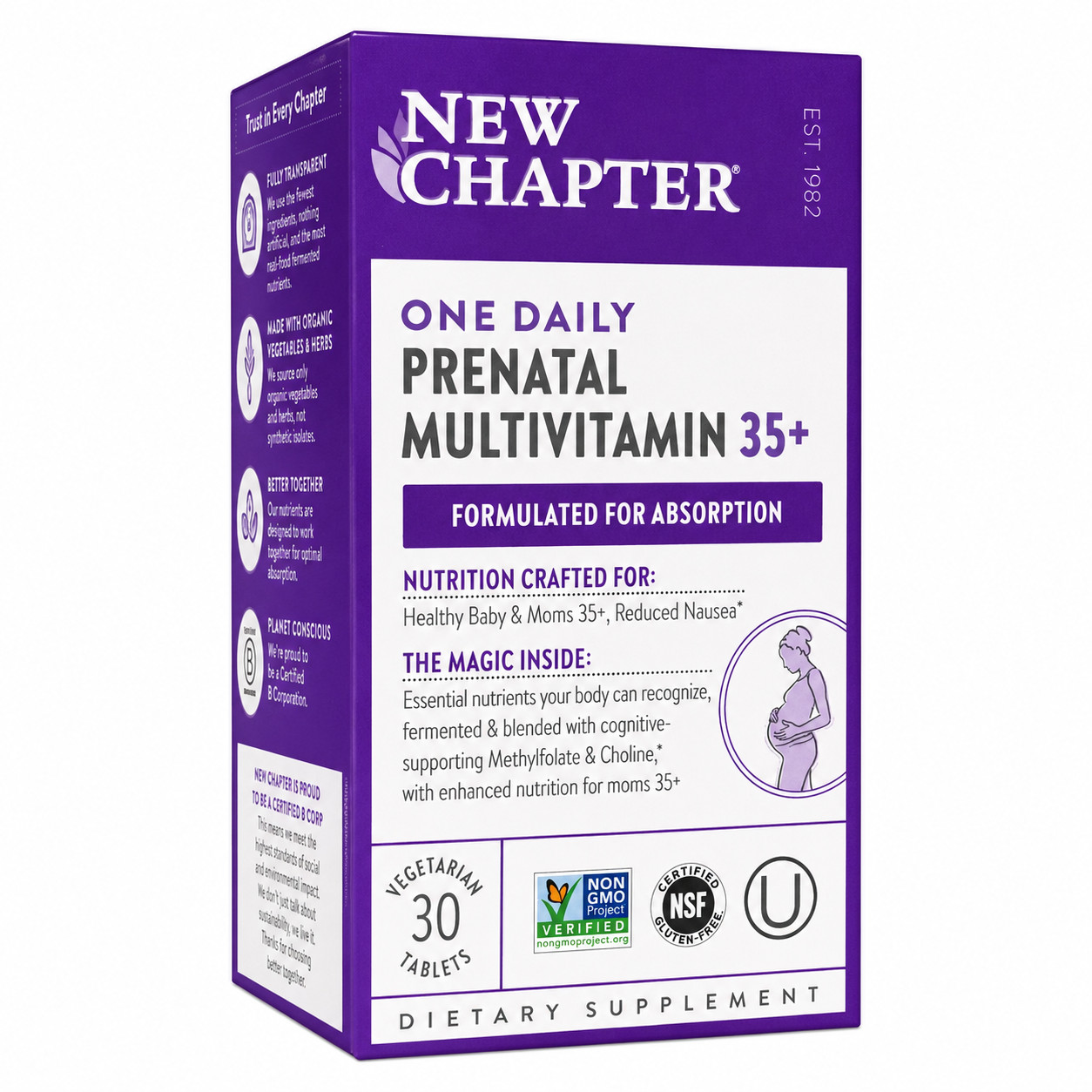 New Chapter Prenatal 35+ One Daily 30 Tabs + Free DR OTC Wipe Gift – Exp 12/26