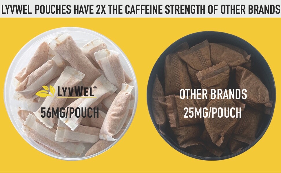 Lyvwel Variety Pack 56mg Caffeine 16 Pouches x 5 Jars Energy Grinds Upper Decky