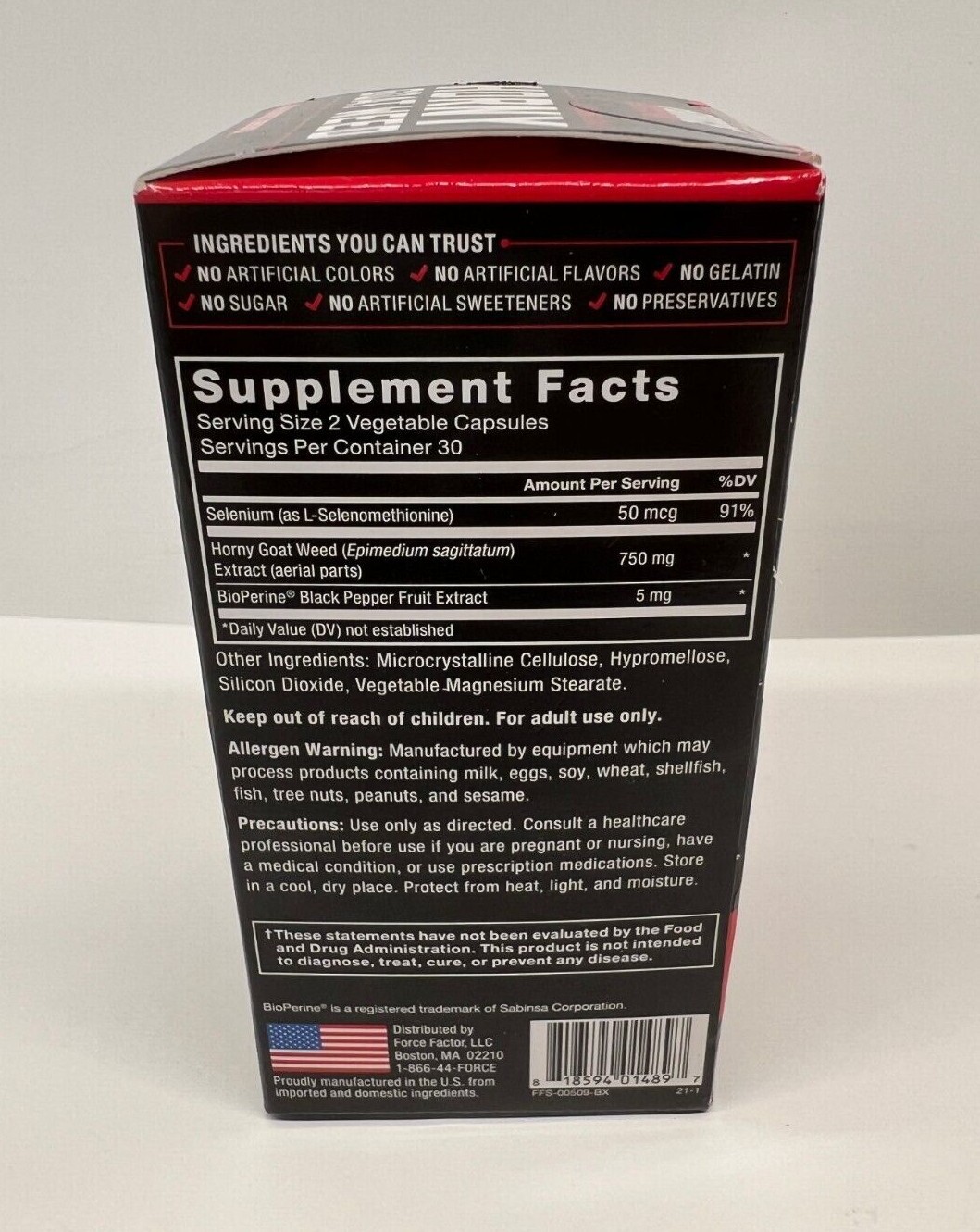 Force Factor – Horny Goat Weed with Black Pepper 750 mg. – 60 Capsules-EXP:1/25