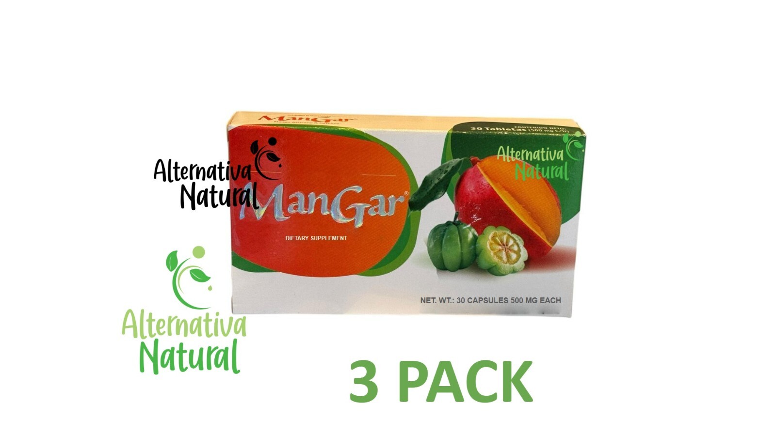 MANGAR 90 TABS 500 MG MANGO AFRICANO & GARCINIA GAMBOGIA – 3 PACK!!!