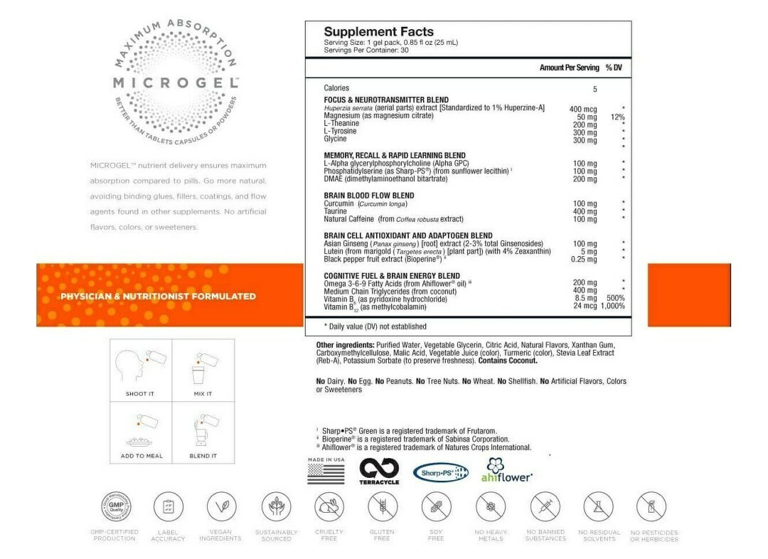 Healthycell Focus + Recall, 30 Packets – EXP: 6/2024