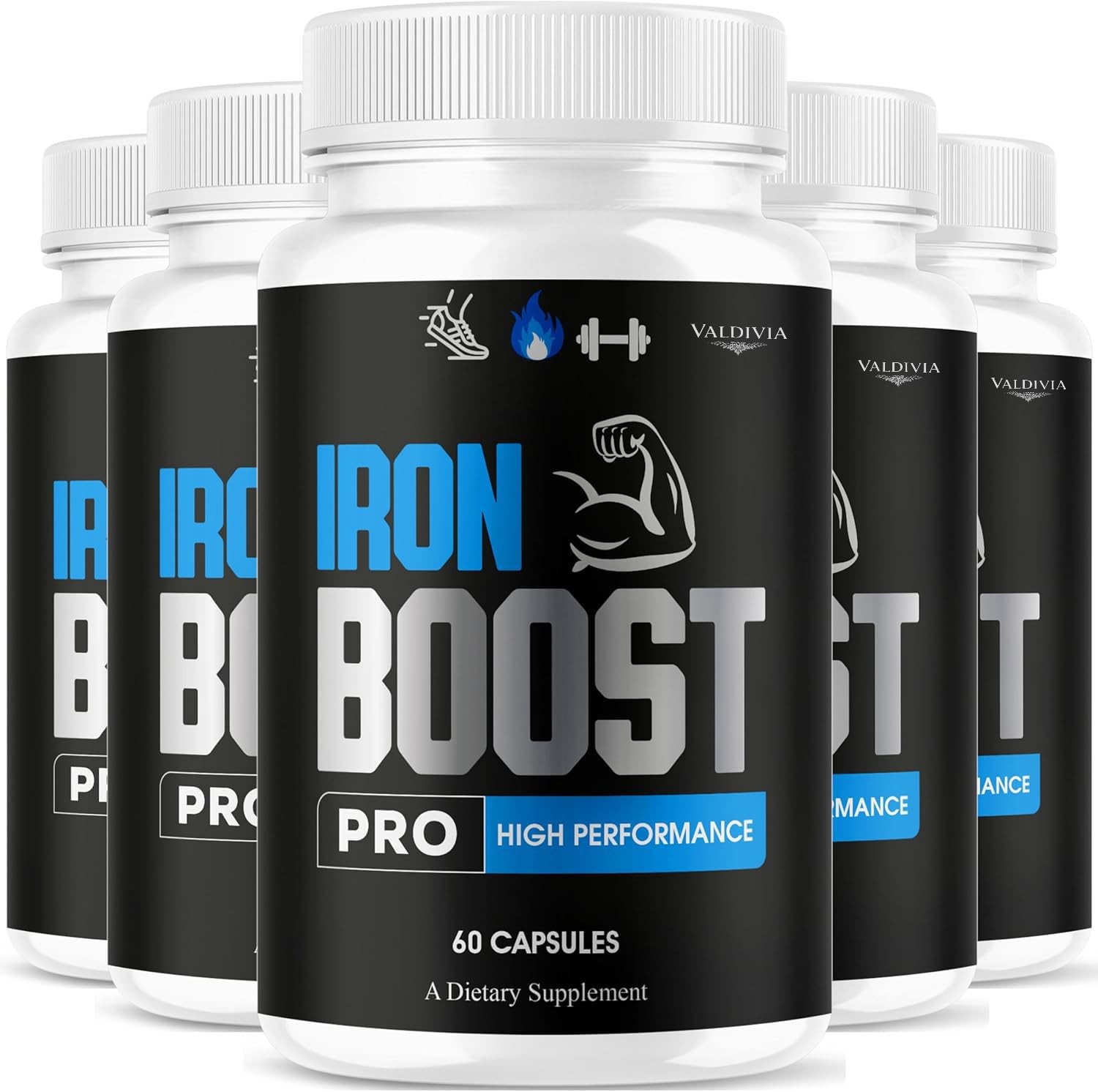 Iron Boost Pro Iron Supplement Capsules Energy Anemia Support 5 Pack 300Ct