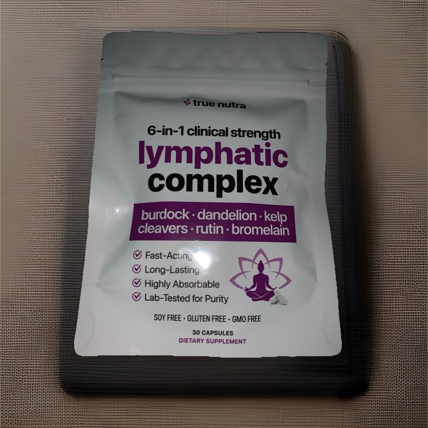 True Nutra 6-in-1 Clinical Strength Lymphatic Complex 30 Capsules Gluten-Free