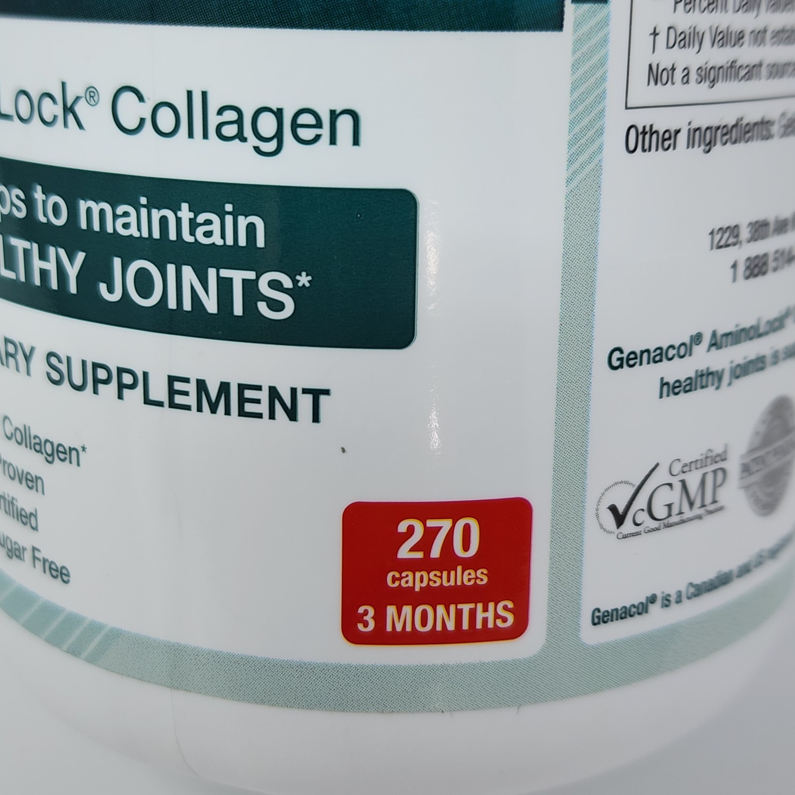 Genacol AminoLock Collagen Original Joint Supplement, 270 Capsules, Exp 01/2028