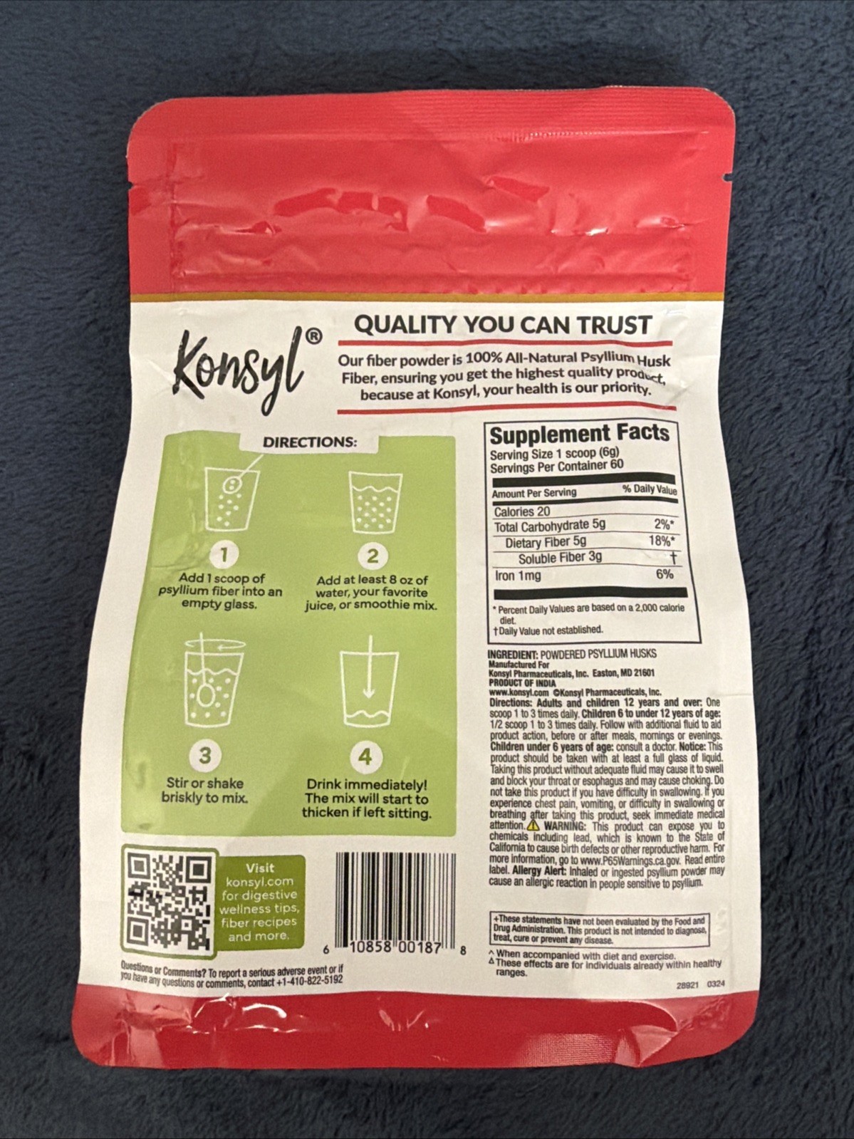 NEW Konsyl Daily Psyllium Fiber Powder supple 12.7 oz 60 Servings Exp 4/28