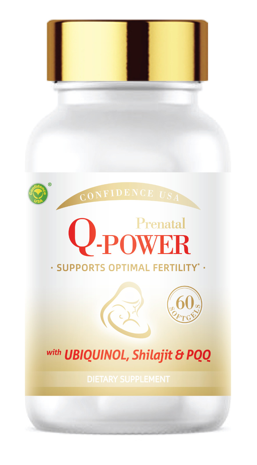 Confidence USA Q-Power Prenatal 60 Softgels – Ubiquinol+Shilajit+PQQ+Spermidine