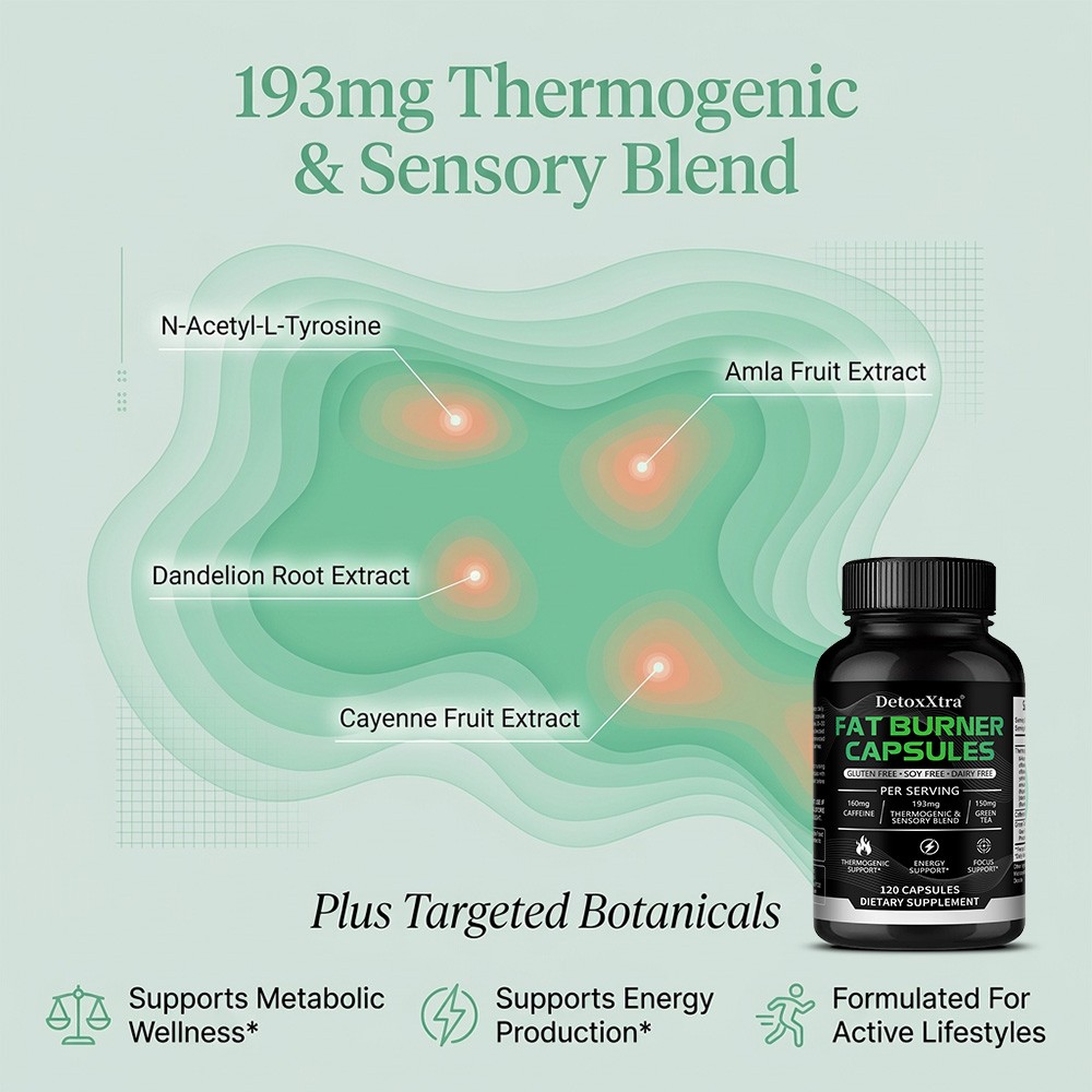 Fat Burner Complex | Caffeine + Green Tea for Metabolism 30/60/120 Caps