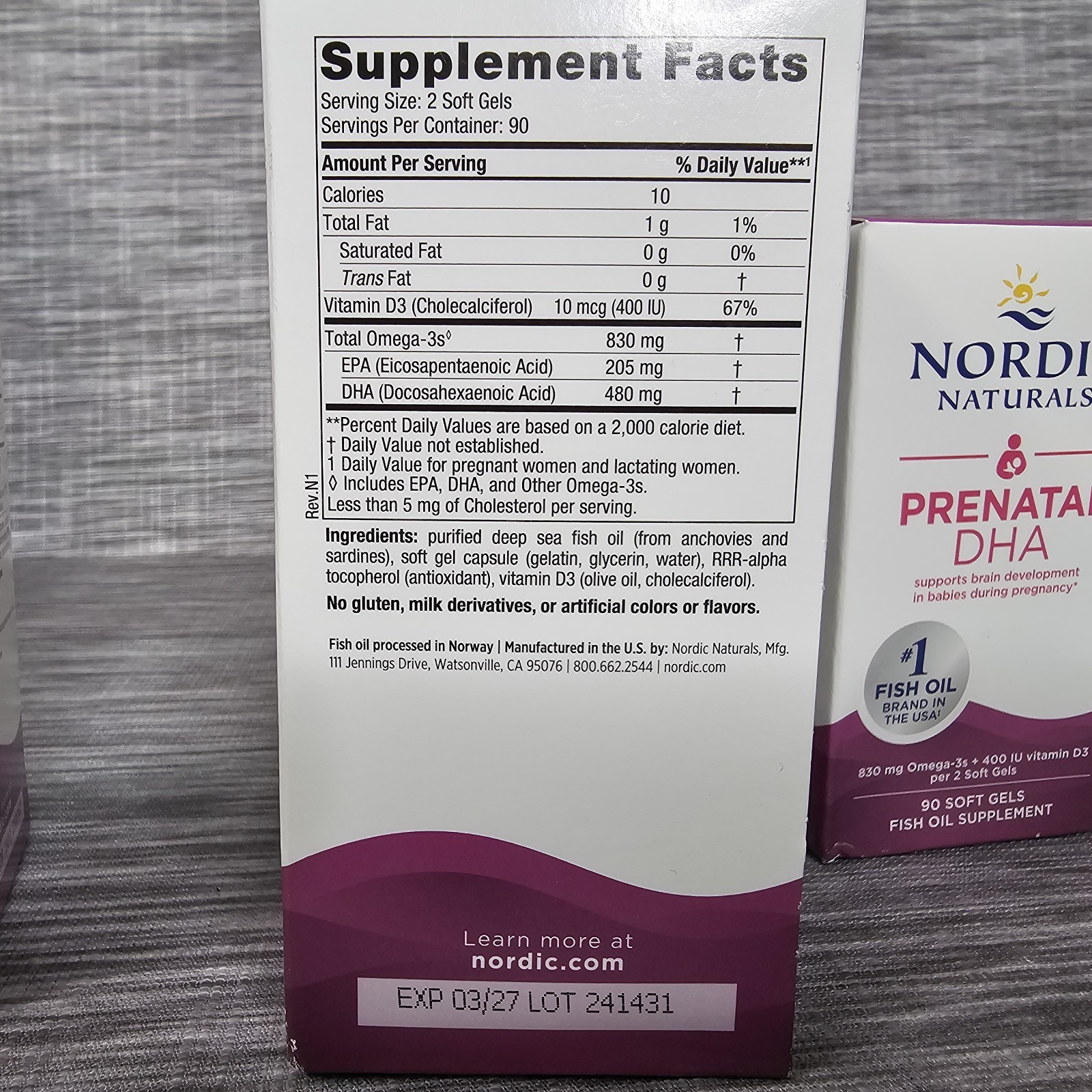 3 Pack Nordic Naturals Prenatal DHA Omega 3 & D3 360 Soft Gels Exp 2027/2028