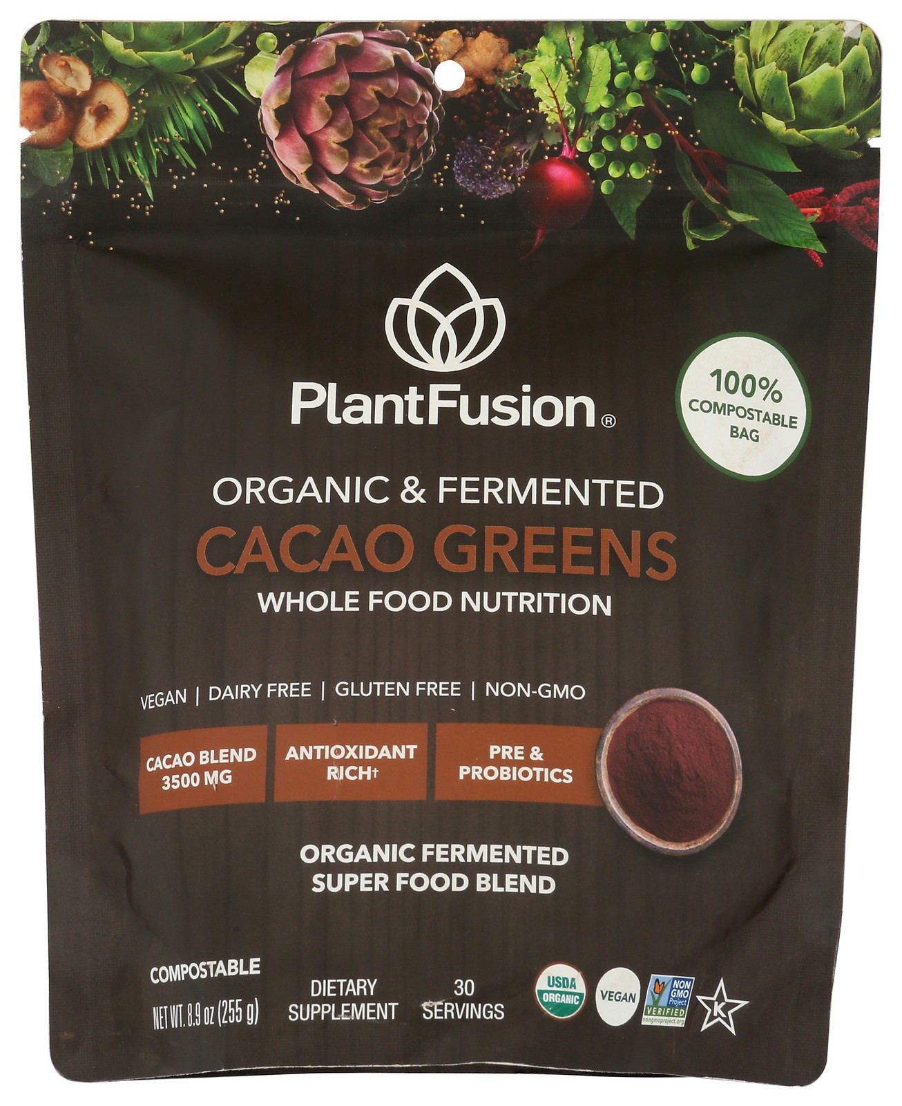 Organic Fermented Cacao Greens Plantfusion Super Food Supplement 1 Pack