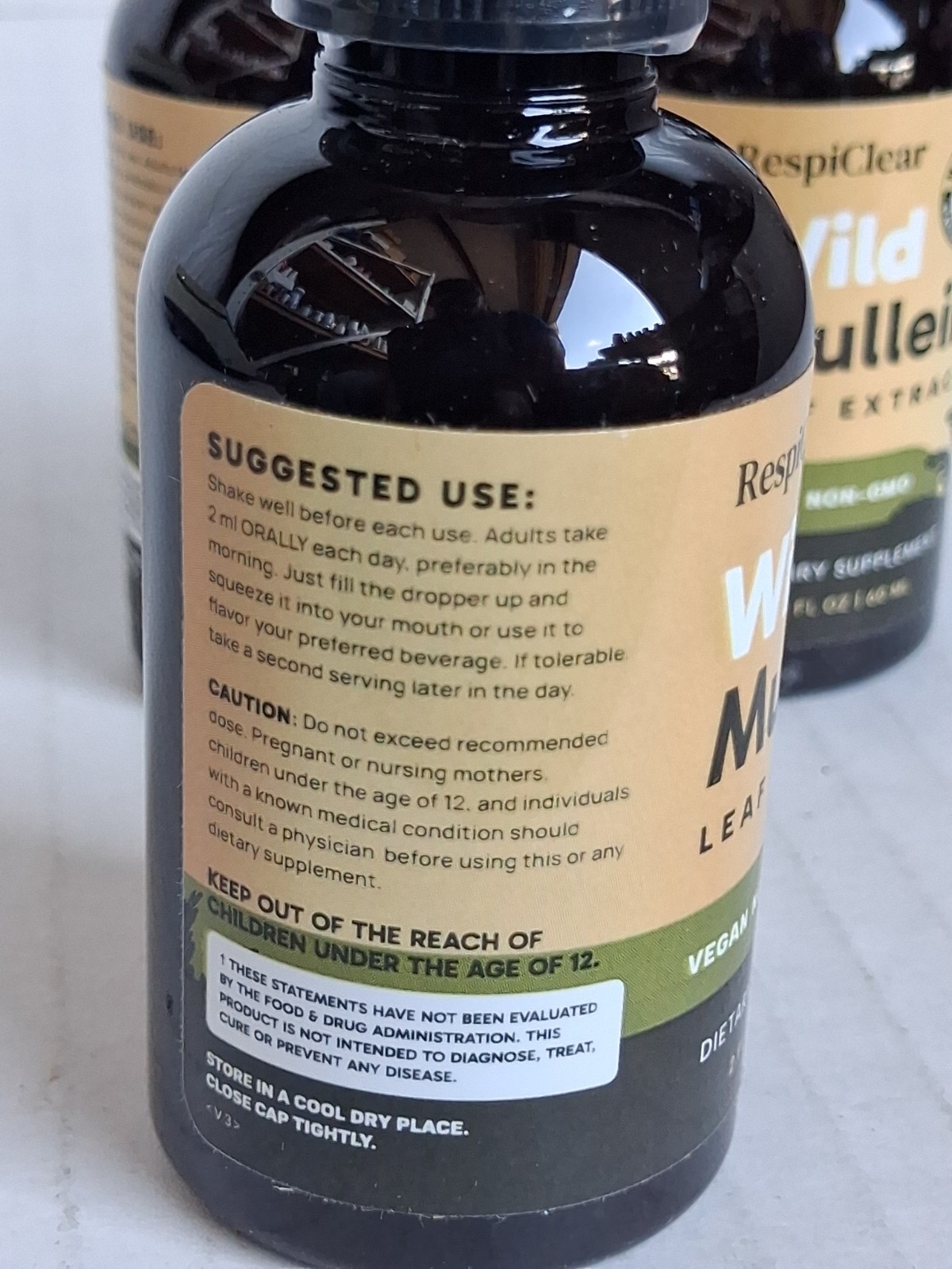 RespiClear Wild Mullein Leaf Extract Vegan Non-GMO Liquid Lemon 2 fl oz 3pk