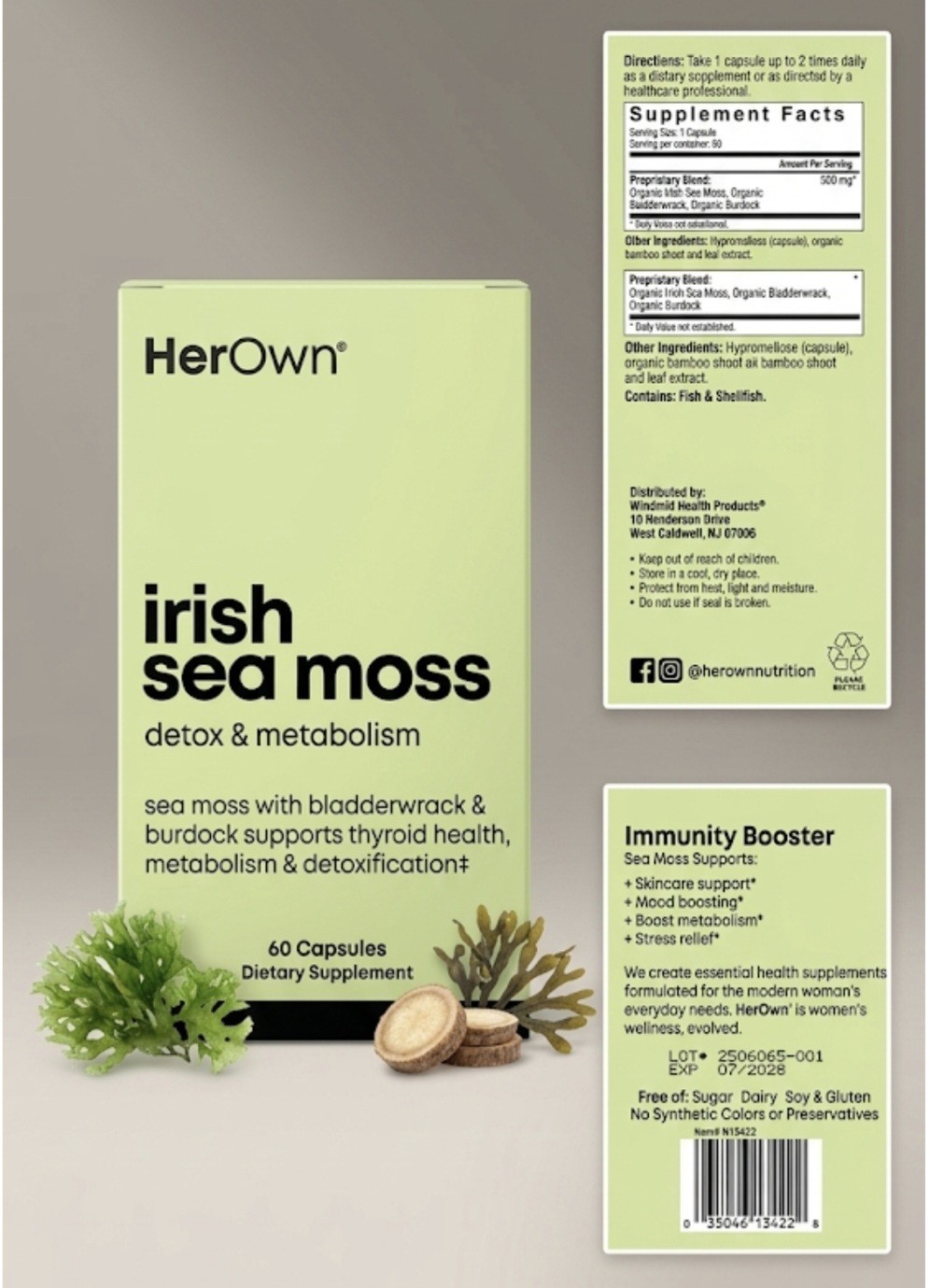 Her Own Irish Sea Moss Detox & Metabolism Dietary Supplement NIP Exp: 7/2028