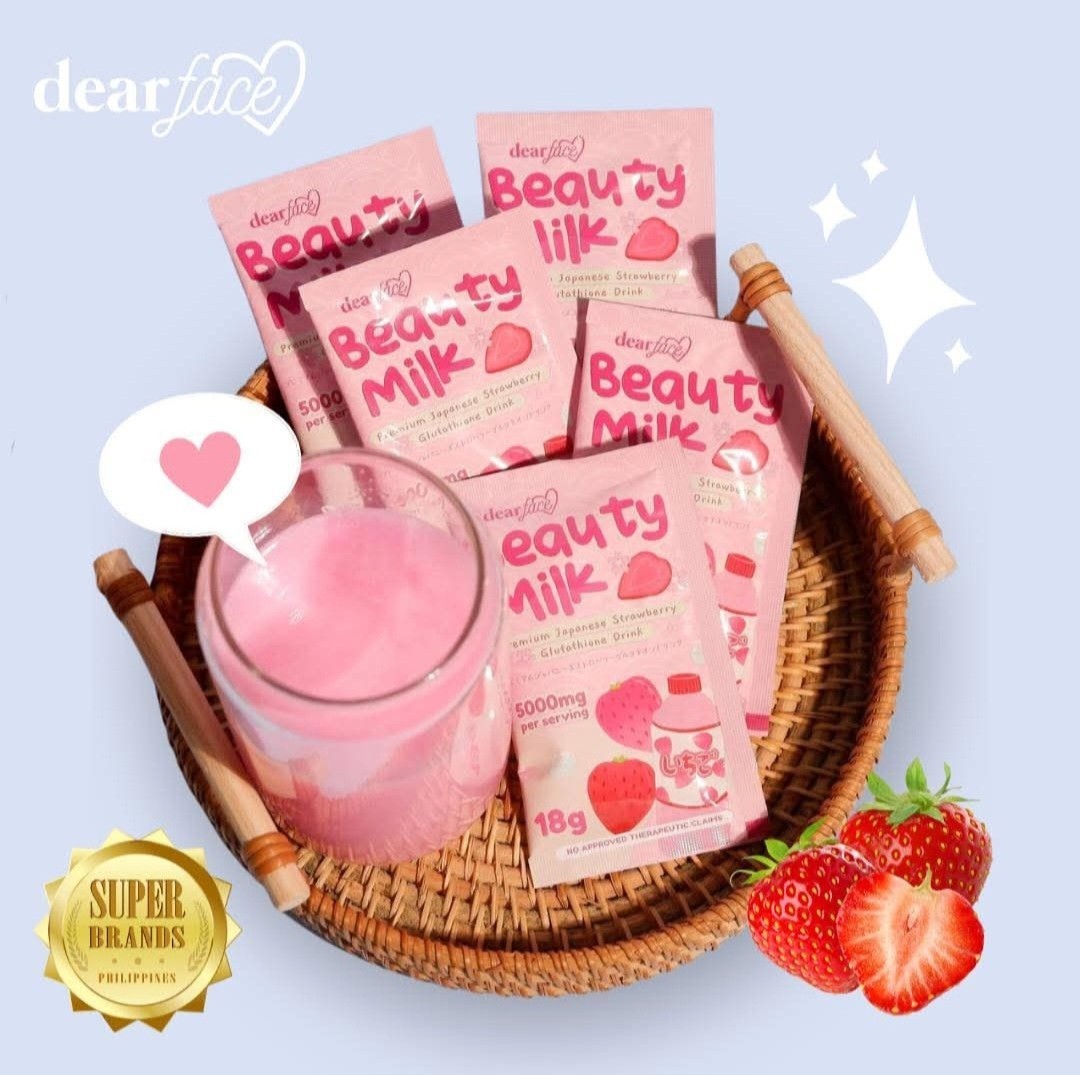 New Authentic DearFace Beauty Milk Premium Japanese Strawberry Glutathione Drink