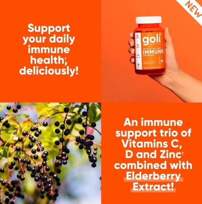 Goli Gomitas de vitaminas inmunológicas, 120 unidades, saúco, vitamina C, D y zi