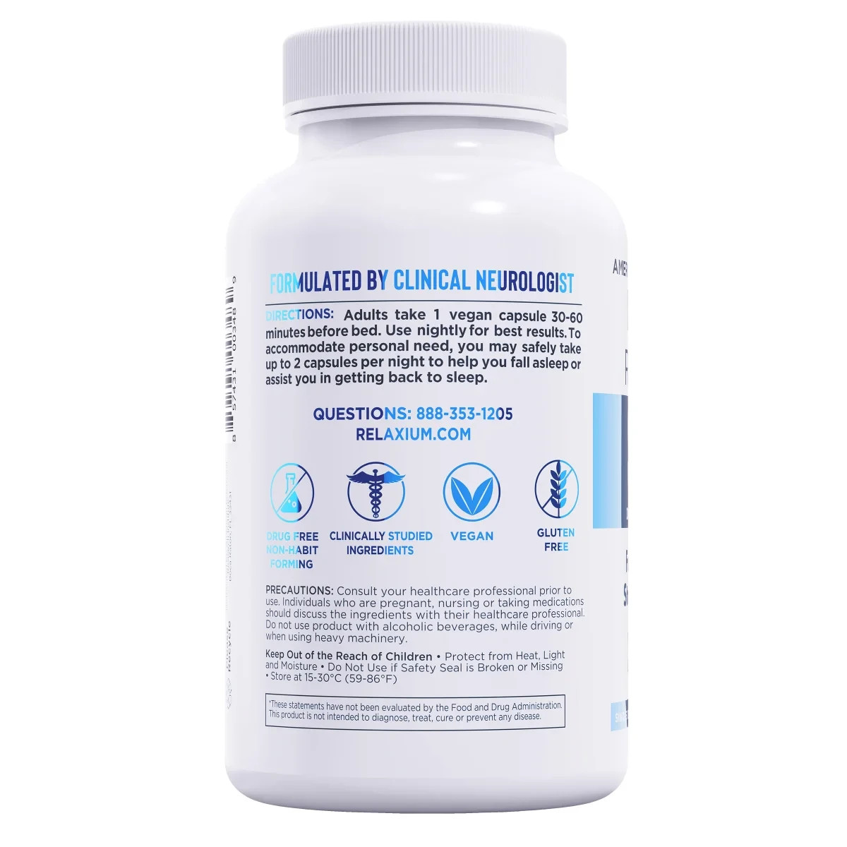 Relaxium Sleep Support 120 Vegan Capsules Melatonin Ashwagandha MADE IN USA