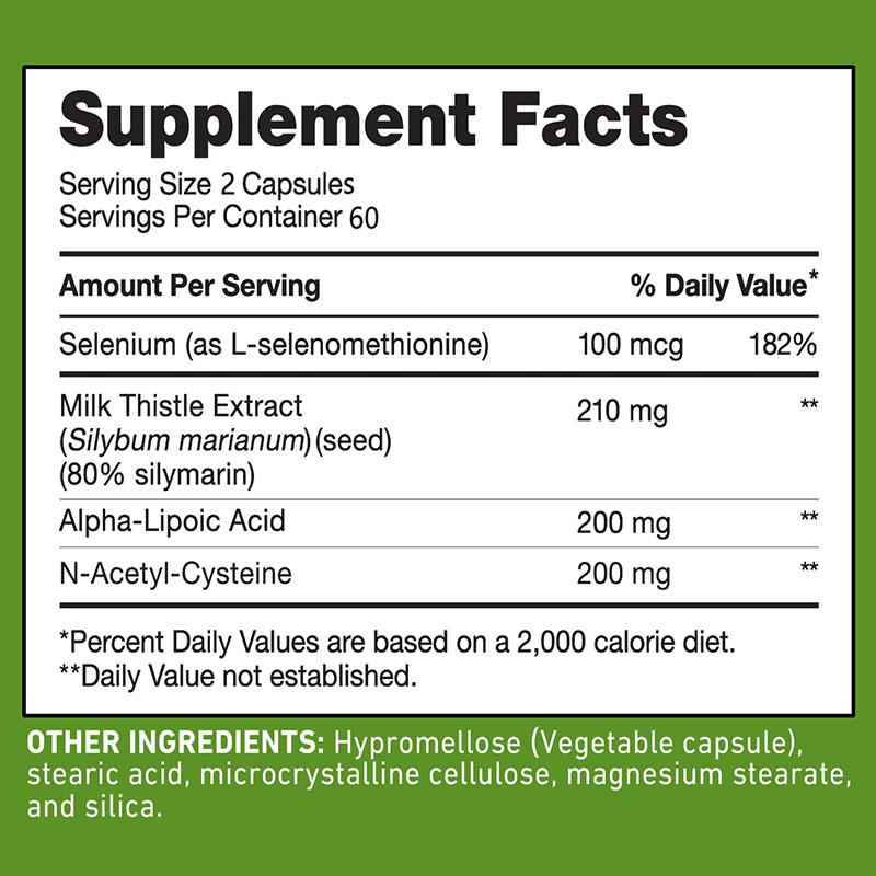 Liver Health Detox Formula – Milk Thistle (80% Silymarin) with NAC, 120 Count