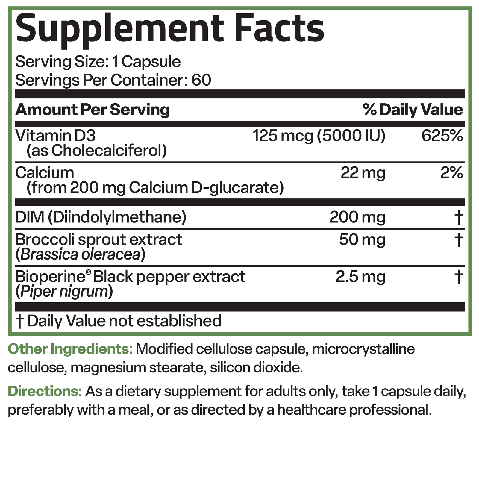 Bronson DIM+ Estrogen Metabolism Balanced Hormones, 60 Capsules
