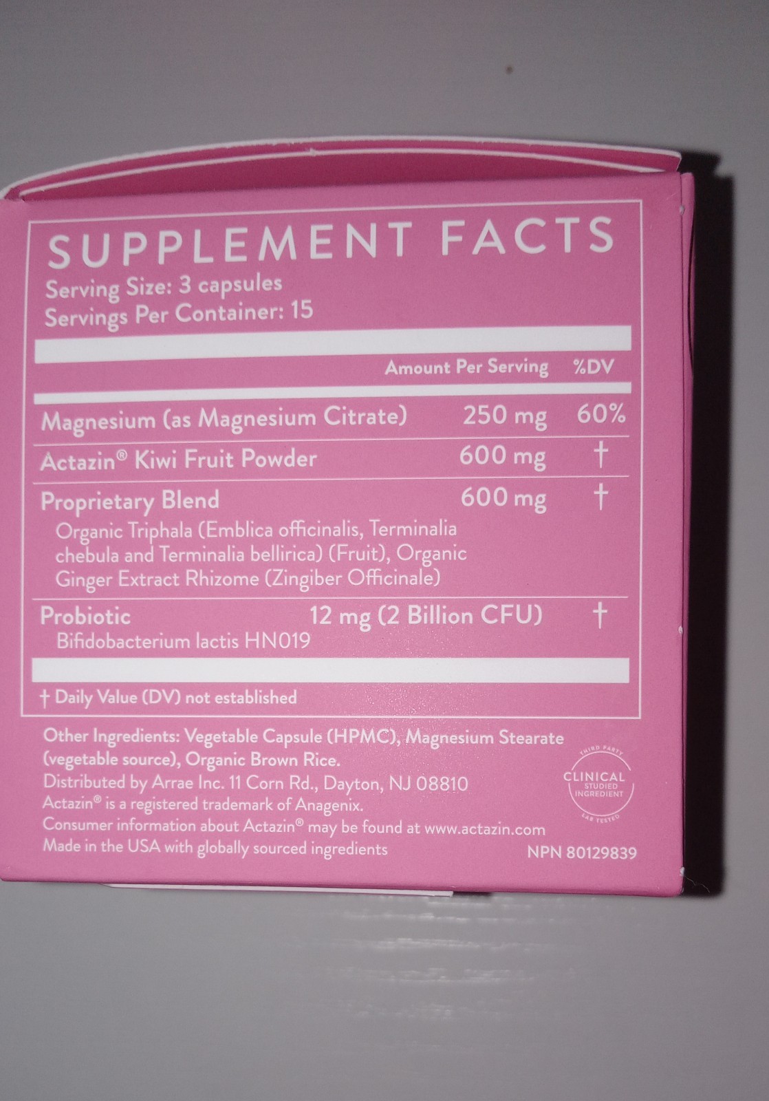 Arrae Constipation Relief Dietary Supplement Capsules 45 ct Vegan Gluten-Free
