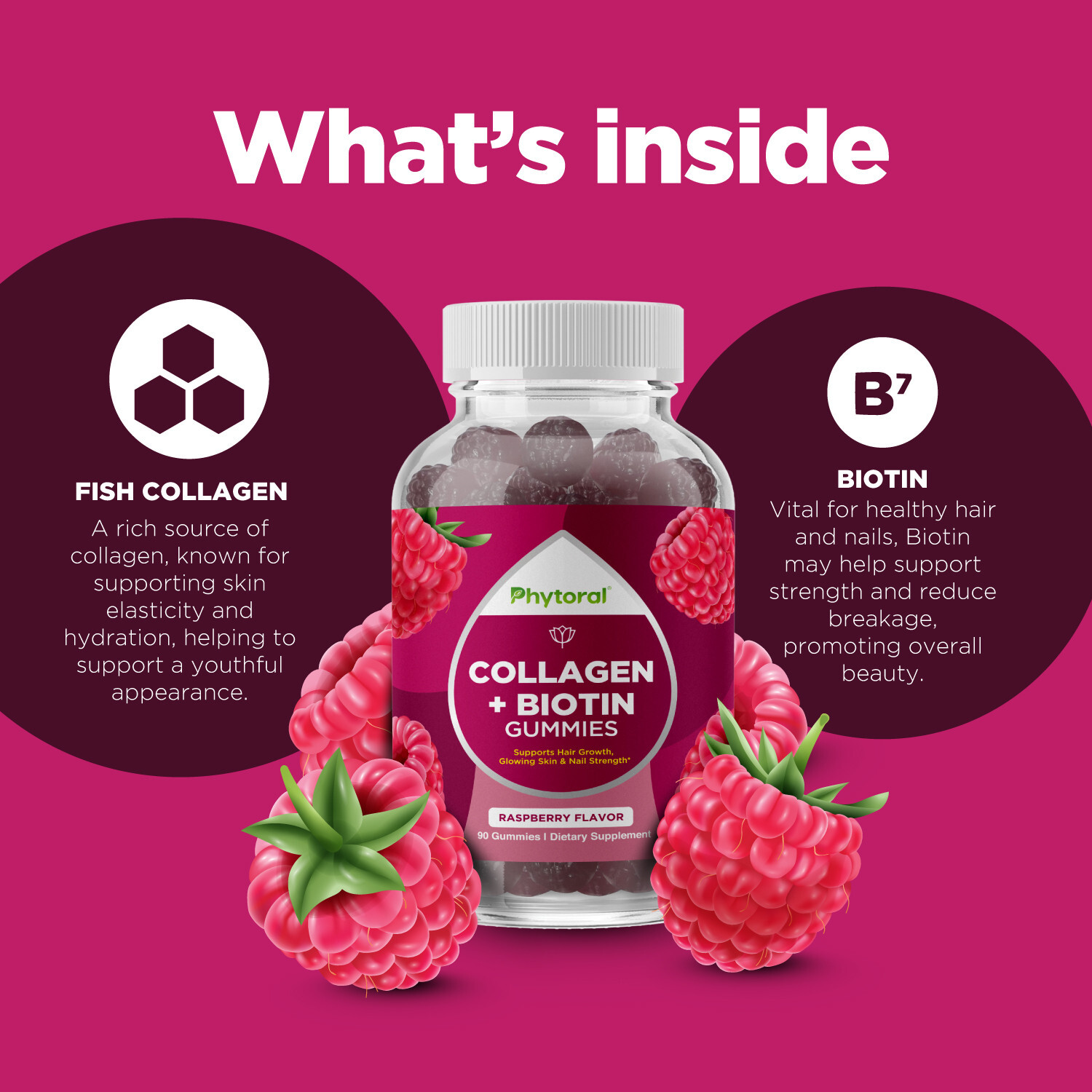 Phytoral Extra Strength Biotin & Collagen Gummies – Hair Skin Nails for Women