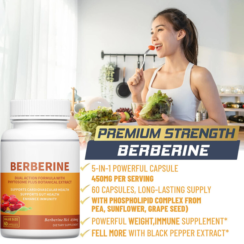 Berberine 450mg Extra Strength Formula Capsules Supports Cardiovascular Health