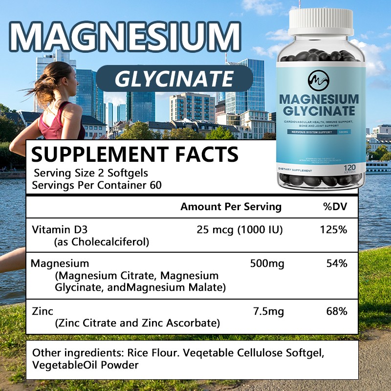 Magnesium Glycinate 500mg 120-600 Capsules for Calm, Stress, Sleep, Leg Cramp,