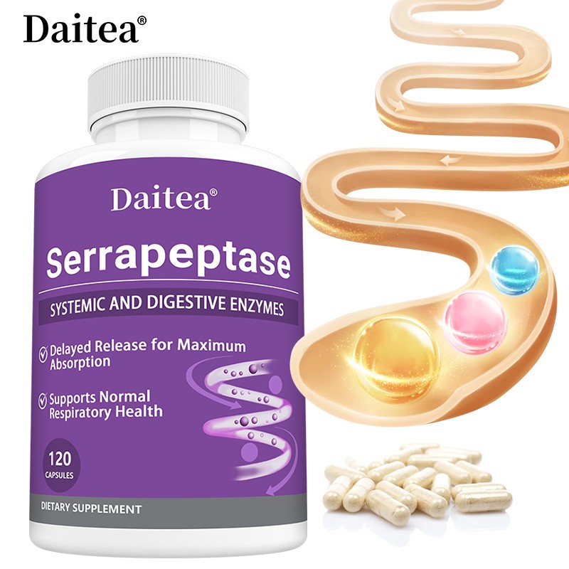 Serrapeptase Nattokinase Biofilm Defense Proteolytic Digestive Enzymes 120Caps