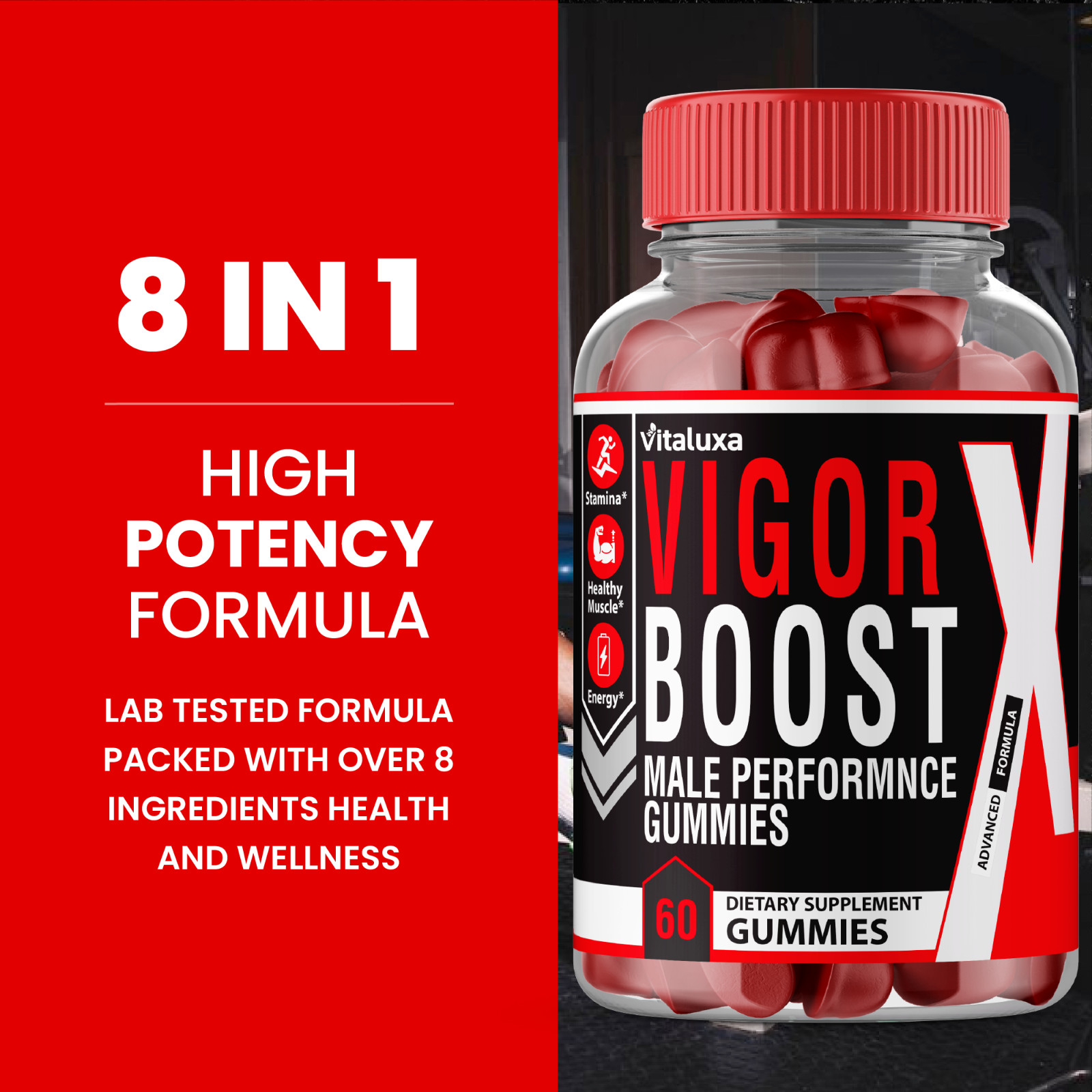 (2 Pack) Vigor Boost X Gummies for Men, Male Performance Gummy (120 Gummies)